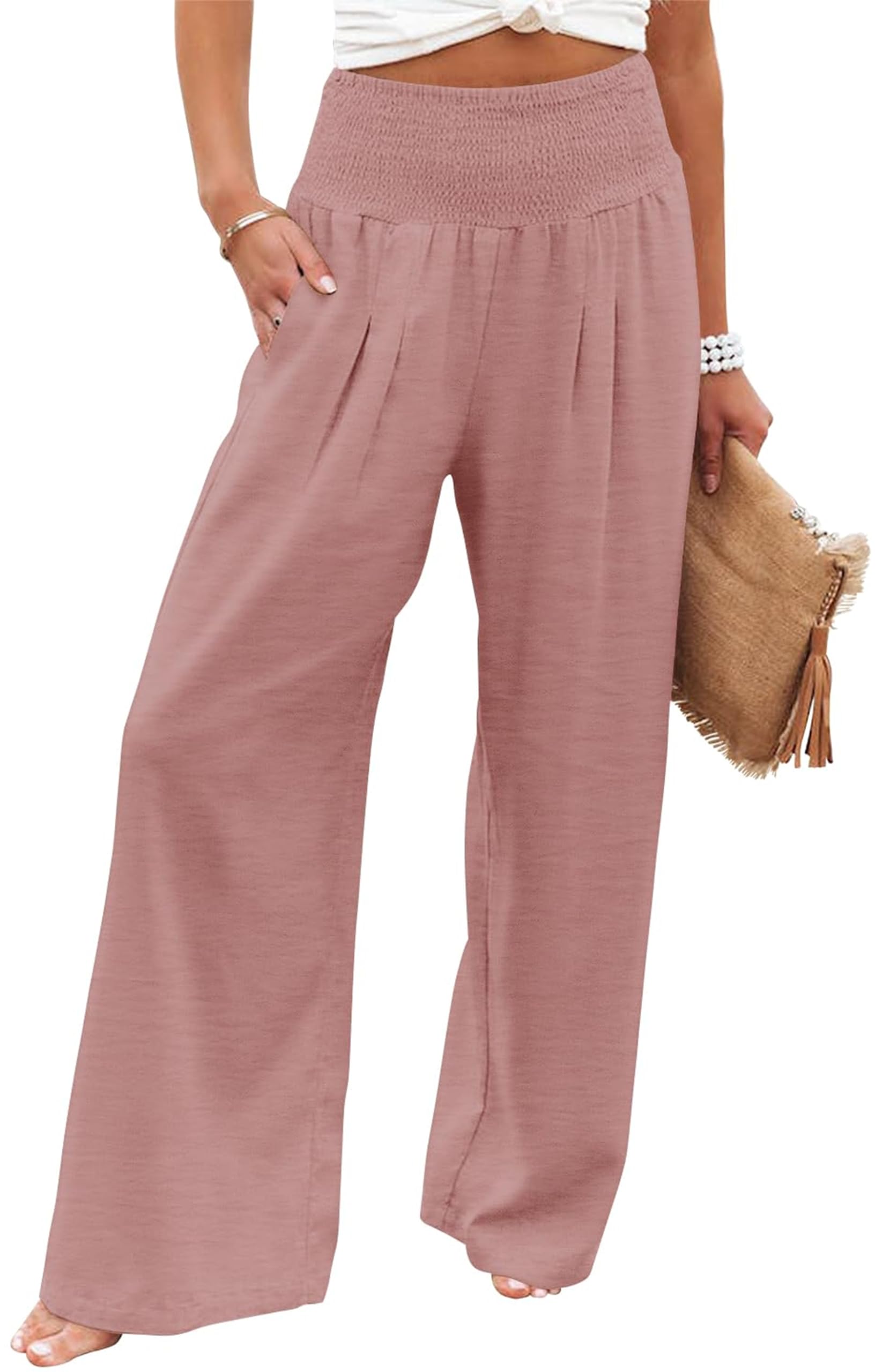 Elegant High Waisted Palazzo Pants for Women - Wide Leg Business Casual Work Trousers with Pockets | Office Wear, Travel & Formal Occasions