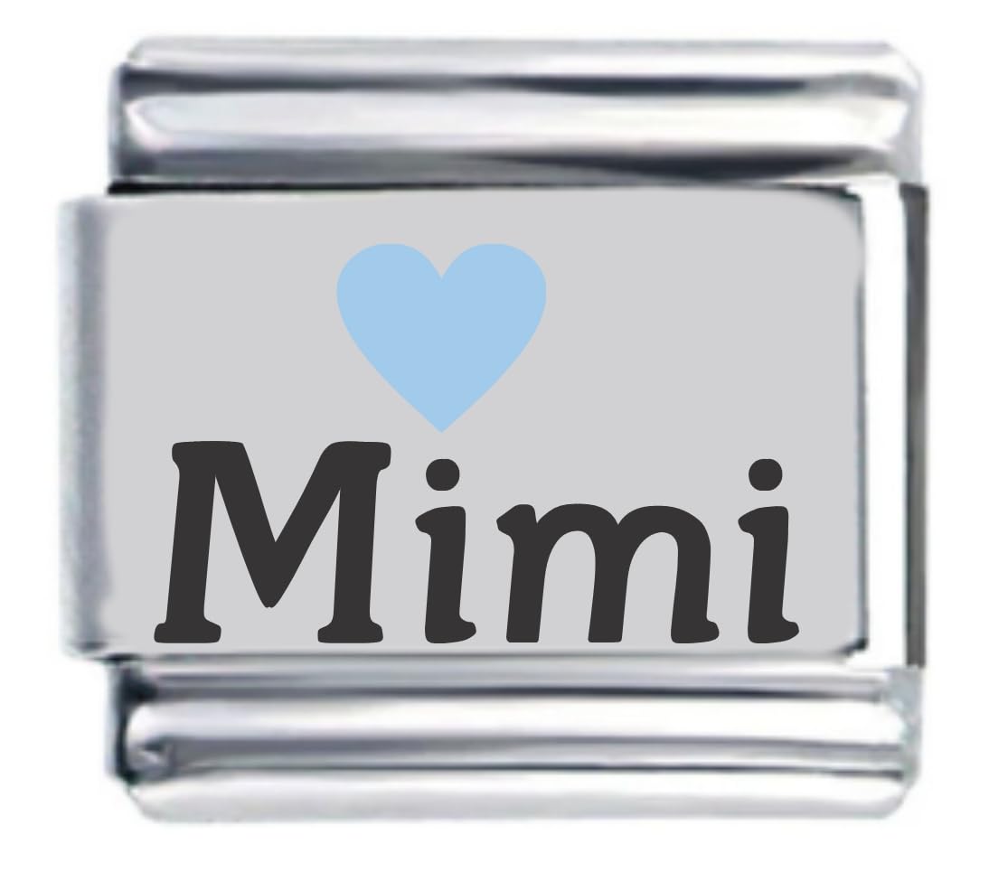 Blue Heart Laser Engraved Italian Charm Link Bracelet - Personalized Name Jewelry for Women, Girls - Perfect for Gifts, Parties & Special Occasions