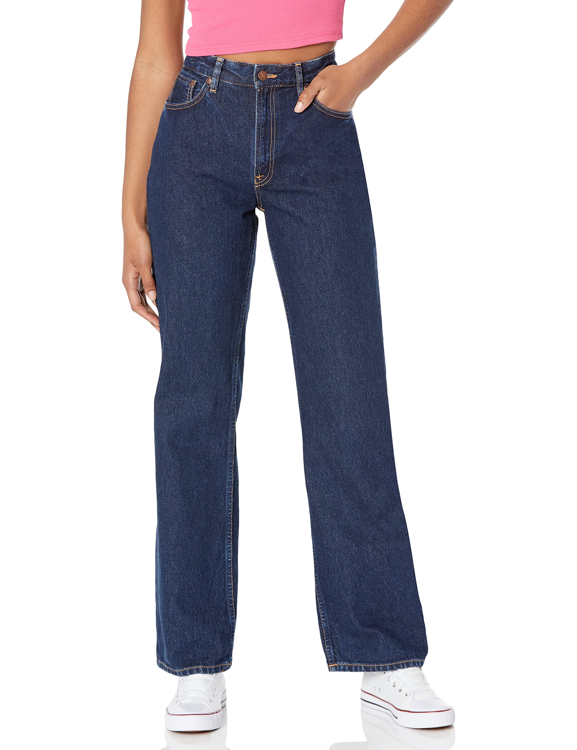 Nudie Jeans Women's Clean Eileen Heavy Rinse High Waist Straight Leg Jeans - Perfect for Casual Wear, Office Outfits & Everyday Comfort
