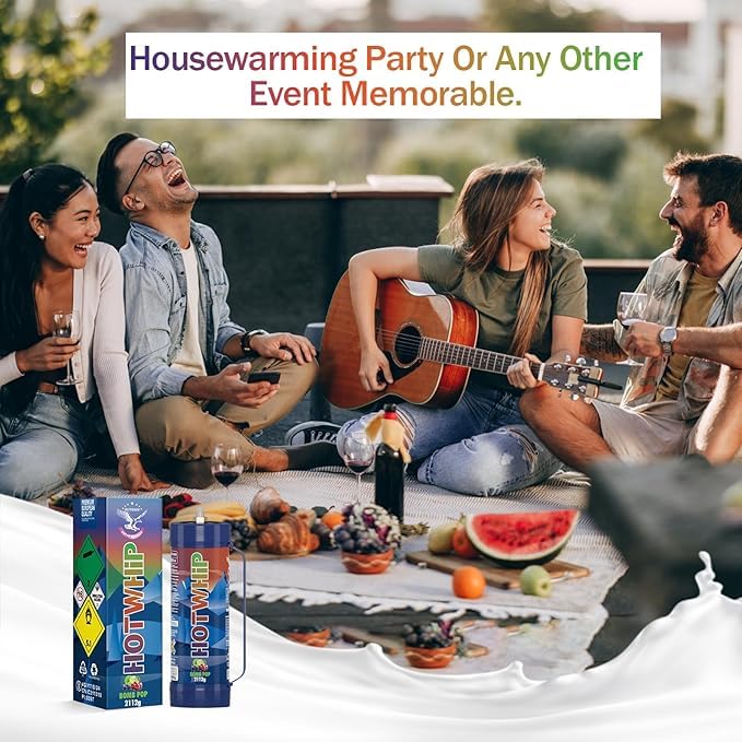 Premium Whipped Cream Chargers 6-Pack - 3.3L N2O Tanks (2112g Each) - Hotwhip Bomb Pop Flavor for Professional Desserts & Coffee Shops - Perfect for Baking, Cocktails & Party Decorations