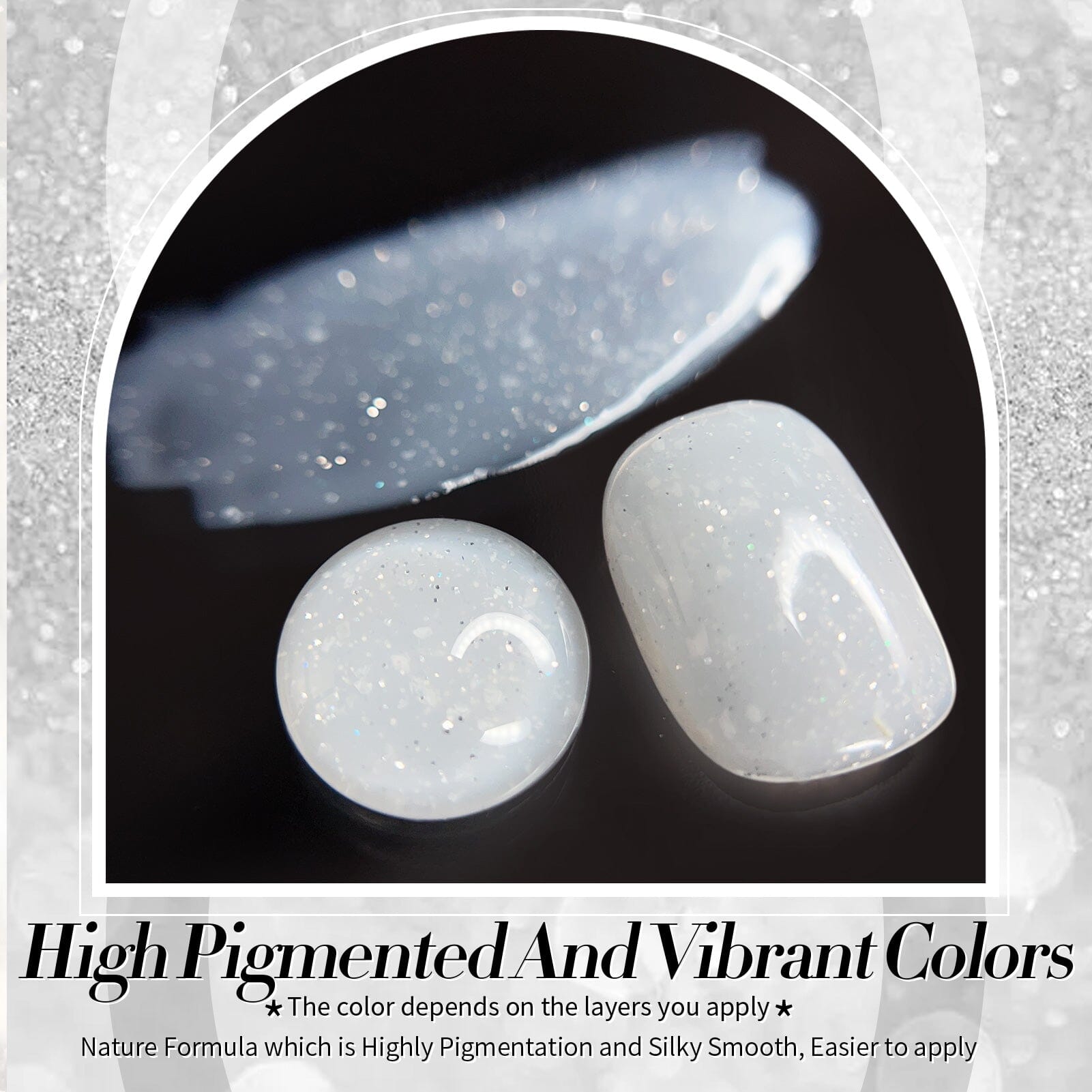 White Snow Glitter Jelly Gel Polish 15ml - Long Lasting Nail Polish for Manicure & Pedicure - Perfect for Christmas, Winter Nail Art & Special Occasions