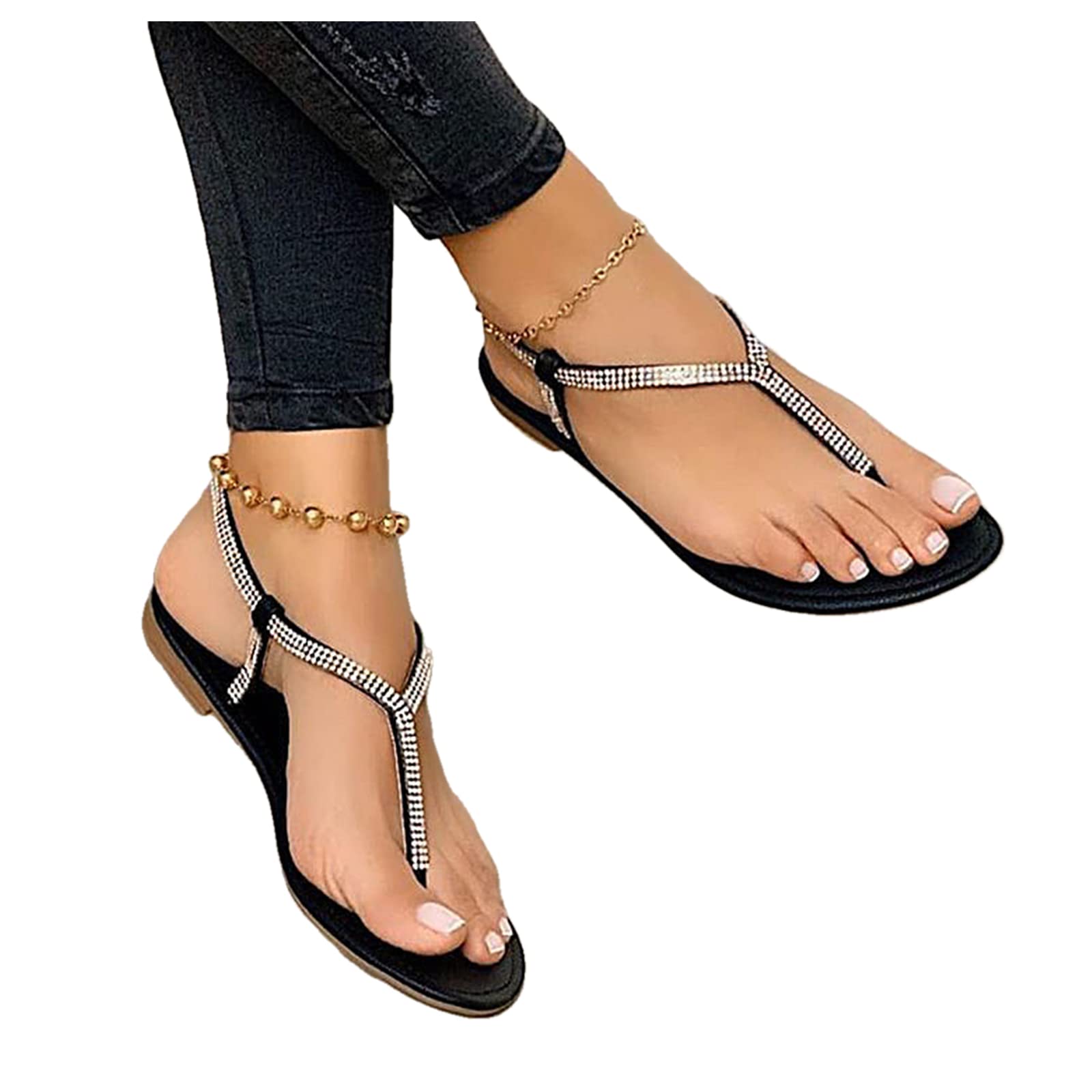 Women's Comfortable Strappy Flat Sandals - Casual Summer Clip-Toe Gladiator Sandals for Beach, Walking & Outdoor Activities