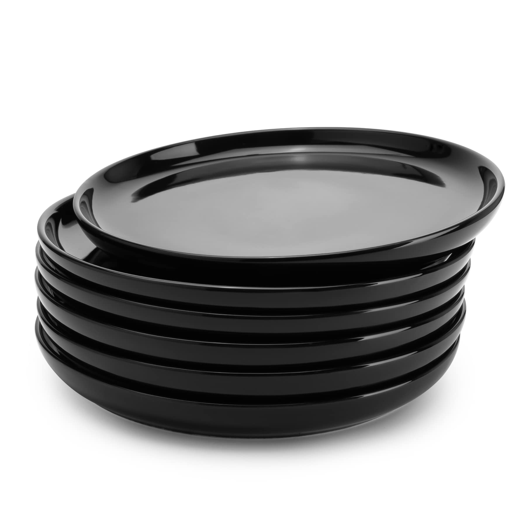 Sweese 7.4 Inch Black Porcelain Dessert Plates - Set of 6 Round Salad Plates for Dinner Party, Wedding, Restaurant & Home Decor