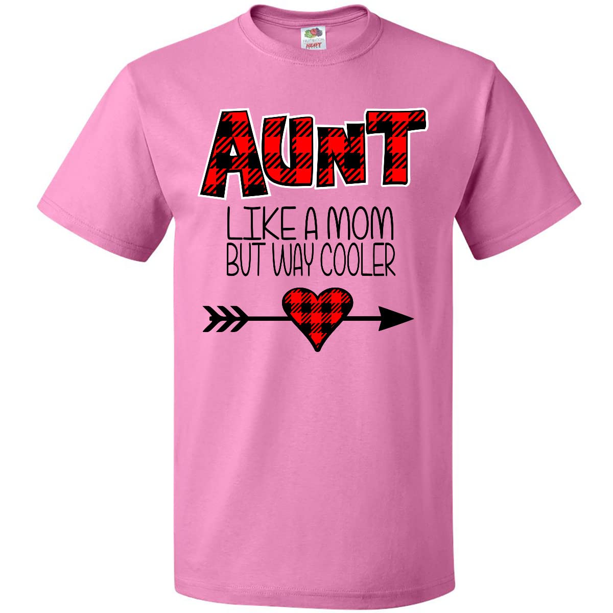 Inktastic Aunt Like a Mom But Way Cooler Red Plaid T-Shirt - Funny Family Gift for Aunts, Birthday & Mother's Day