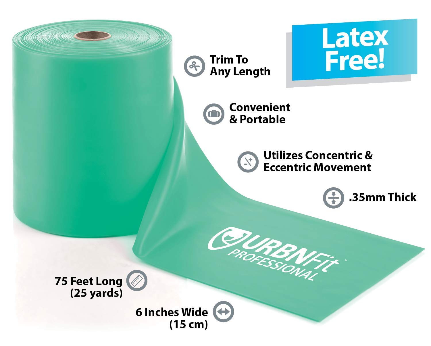 URBNFit Professional Resistance Bands - 25 Yards (75ft) Latex-Free Elastic Exercise Bands for Physical Therapy, Yoga & Pilates - Ideal for Home Workouts, Gym Training & Rehabilitation