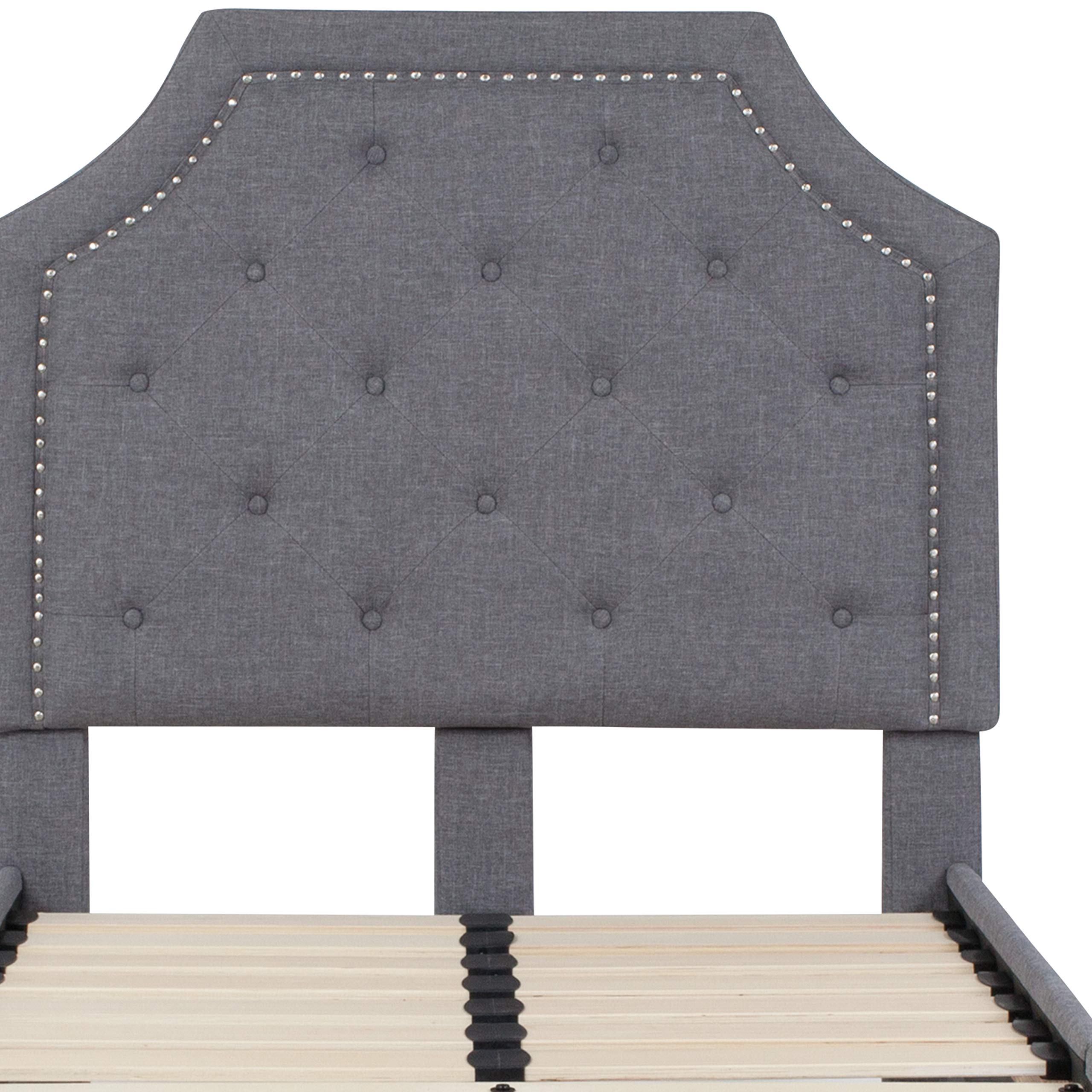 Twin Size Arched Tufted Platform Bed Frame with Light Gray Fabric Upholstery - Perfect for Small Bedrooms, Guest Rooms & Dorm Rooms