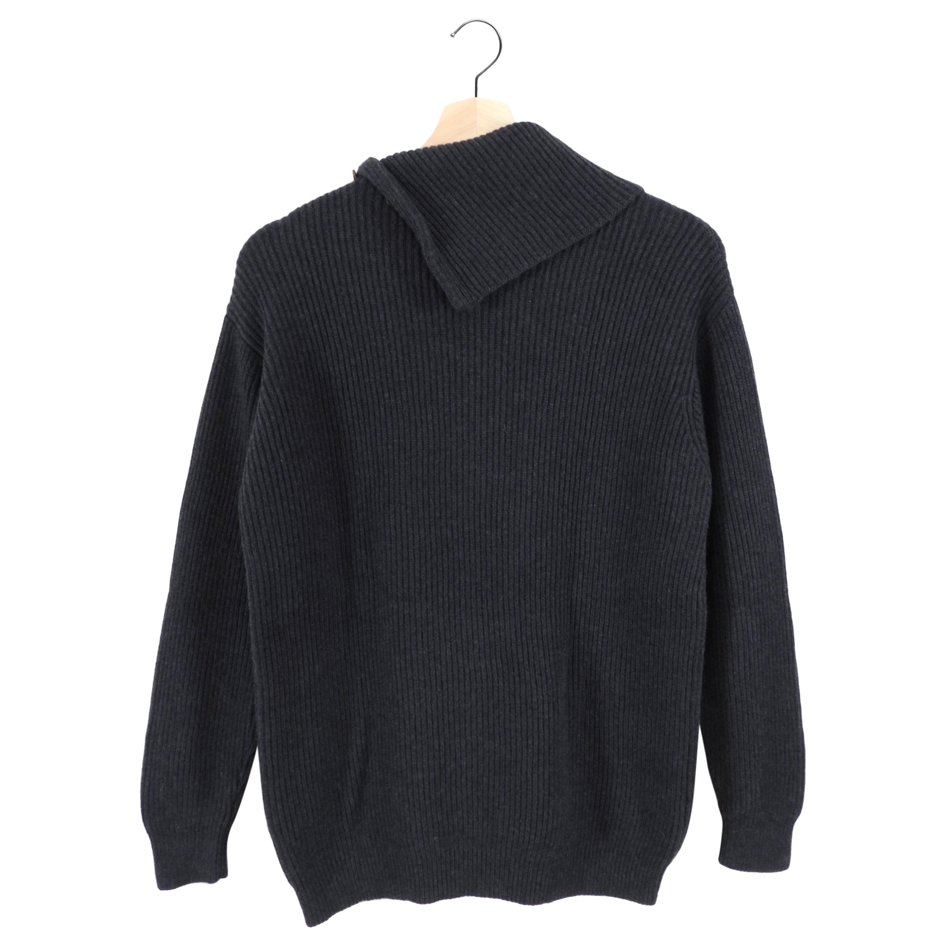 Brunello Cucinelli Charcoal Grey Cashmere Sweater with Monili Trim - Men's Luxury Knitwear for Business & Casual Wear - Perfect for Office, Date Night & Winter Travel