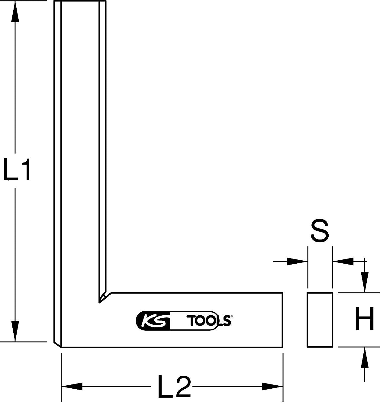 KS TOOLS 300.0239 750mm Clear Plastic Square Ruler - Perfect for Woodworking, Metalworking, and DIY Projects