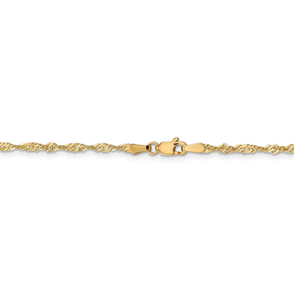 The Black Bow 1.9mm 14k Yellow Gold Diamond Cut Singapore Chain Necklace - Perfect for Everyday Elegance and Special Occasions