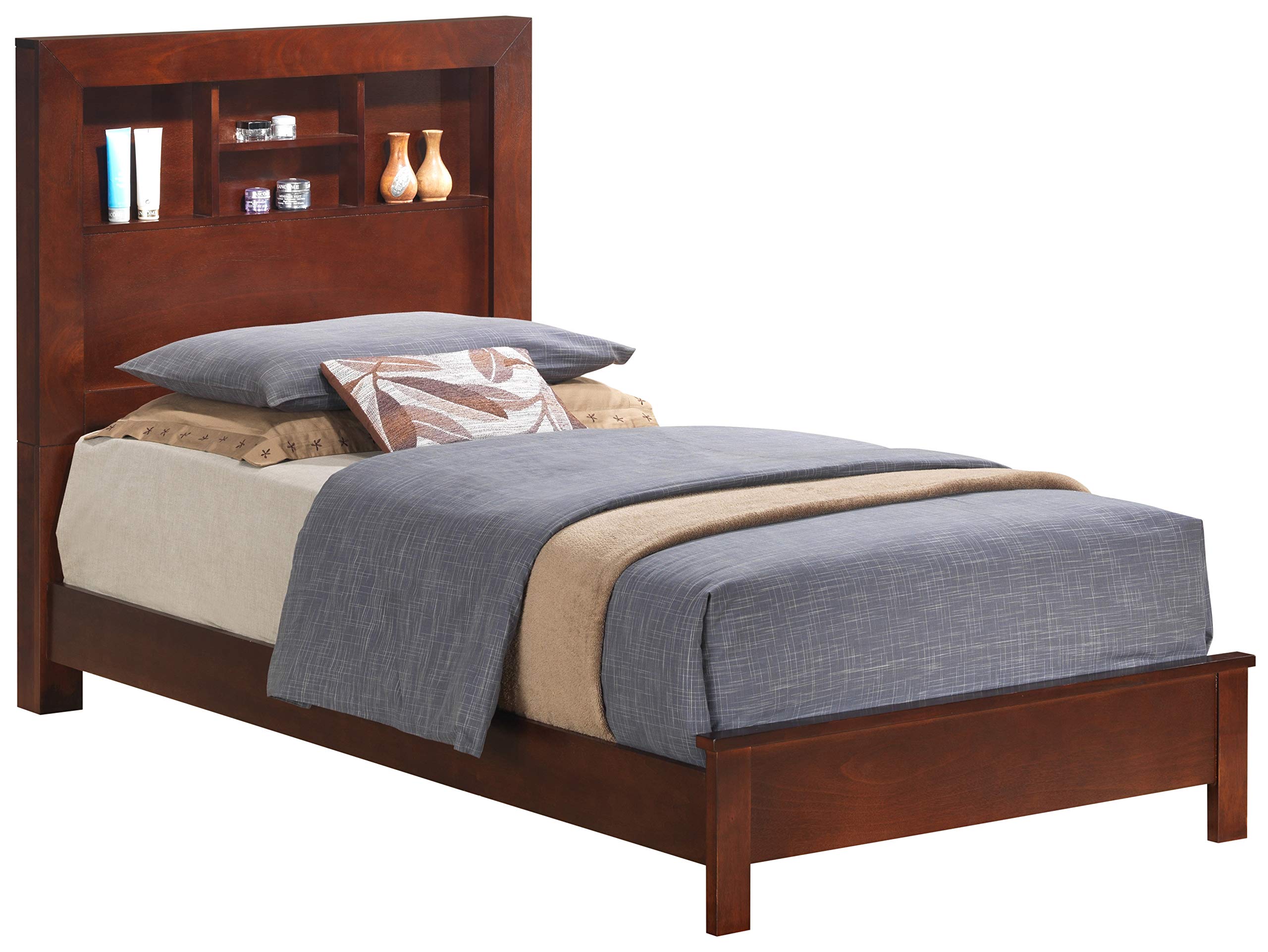 Glory Furniture Burlington Solid Wood Twin Bed Frame - Brown Finish | Durable & Stylish Bedroom Furniture for Kids, Teens & Guest Rooms