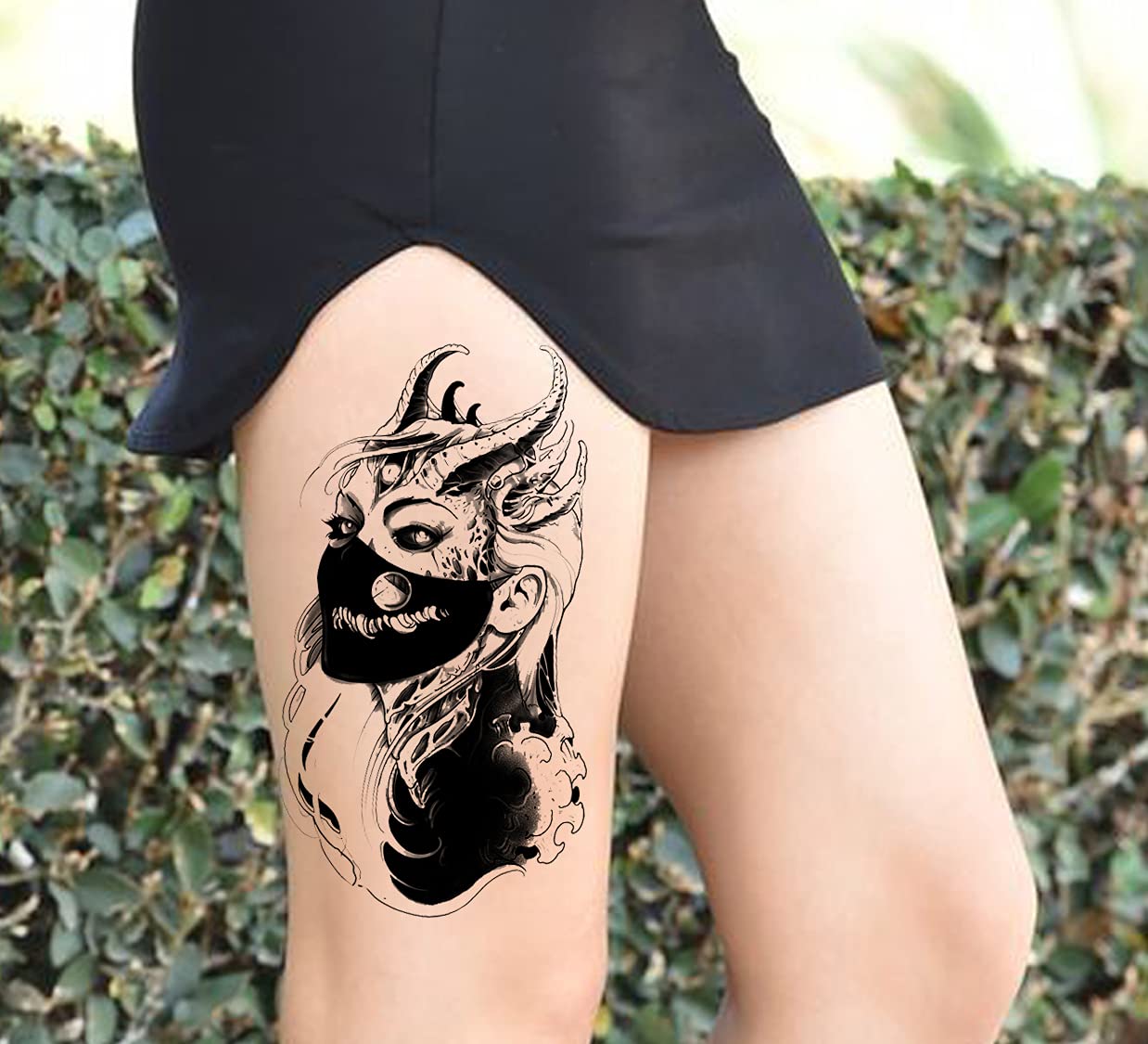 Waterproof Temporary Tattoo Stickers for Men & Women - 3D Realistic Flowers, Butterflies, Stars, Angels & Wolf Designs | Armband & Word Tattoos | KT-56 (21x15cm) | Perfect for Parties, Halloween Costumes & Festival Body Art