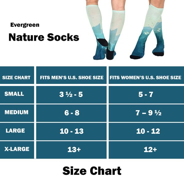 CoolMax Breathable Evergreen Pattern Crew Socks for Men & Women - Nature Collection - Perfect for Hiking, Running & Outdoor Activities