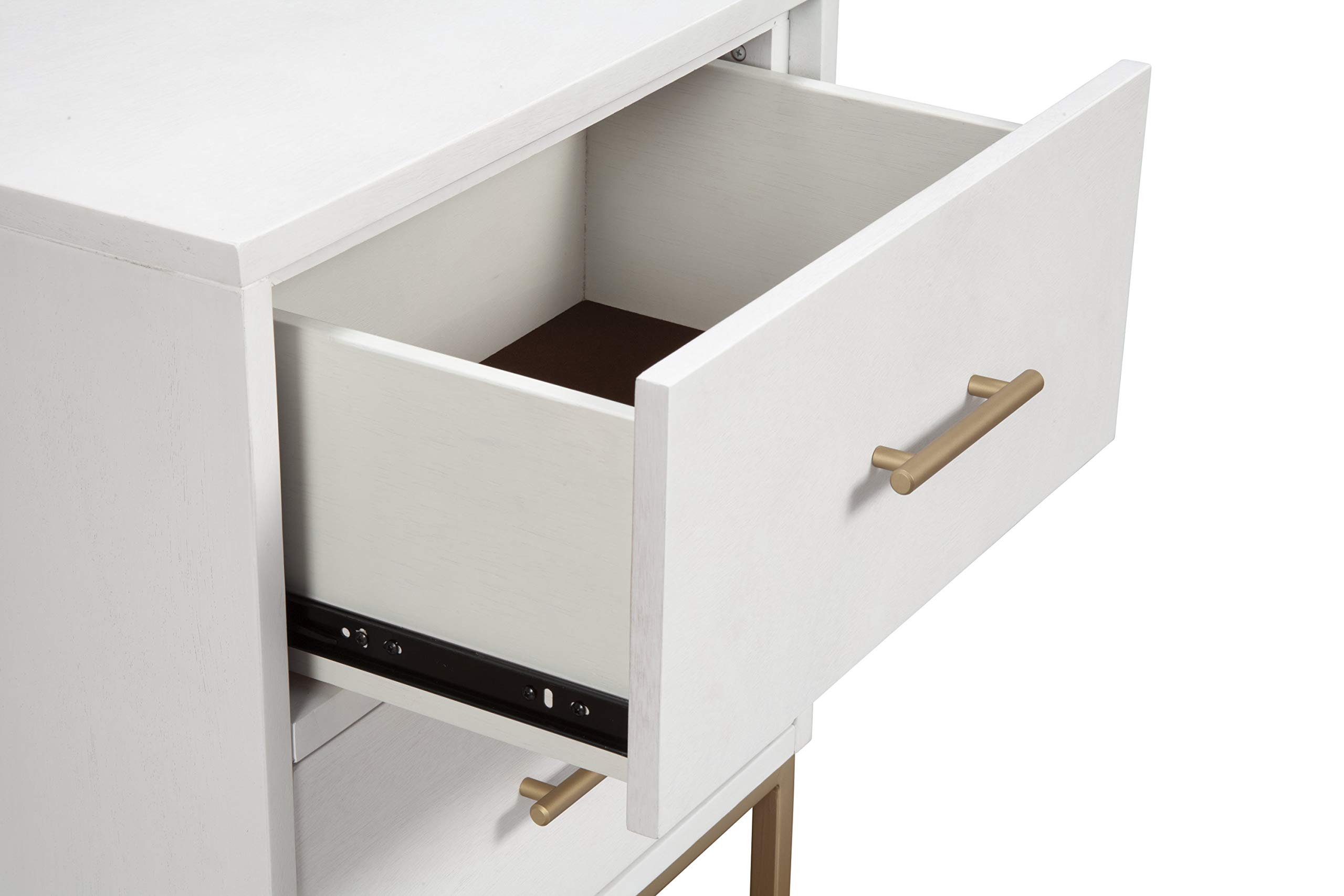Madelyn Nightstand by Alpine Furniture - White Wood Bedside Table for Bedroom, Living Room & Guest Room - Modern Nightstand with Drawer & Shelf