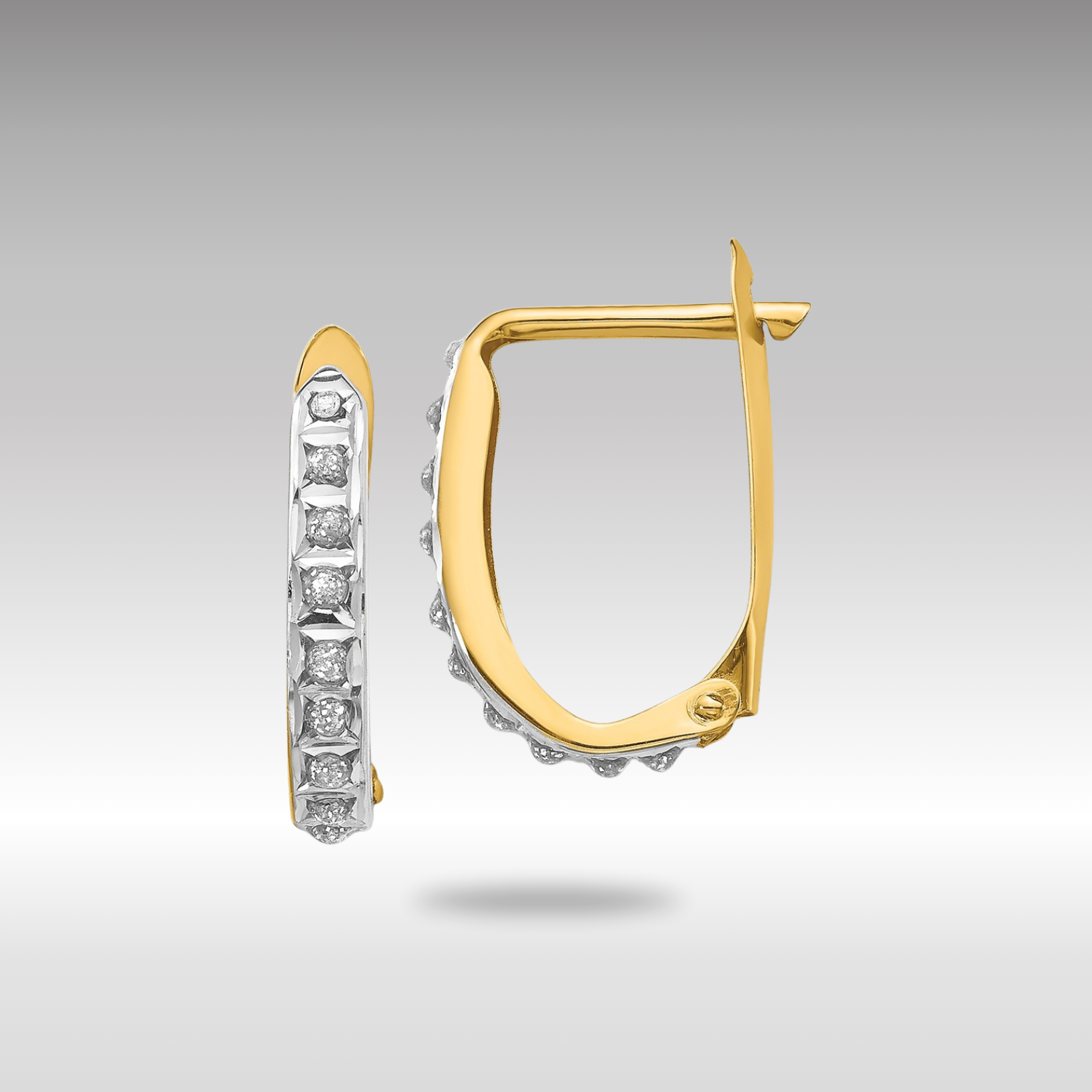 14K Gold Diamond Hinged Hoop Earrings - Elegant Dangle Earrings for Women | Perfect for Weddings, Parties & Special Occasions | Model DF147