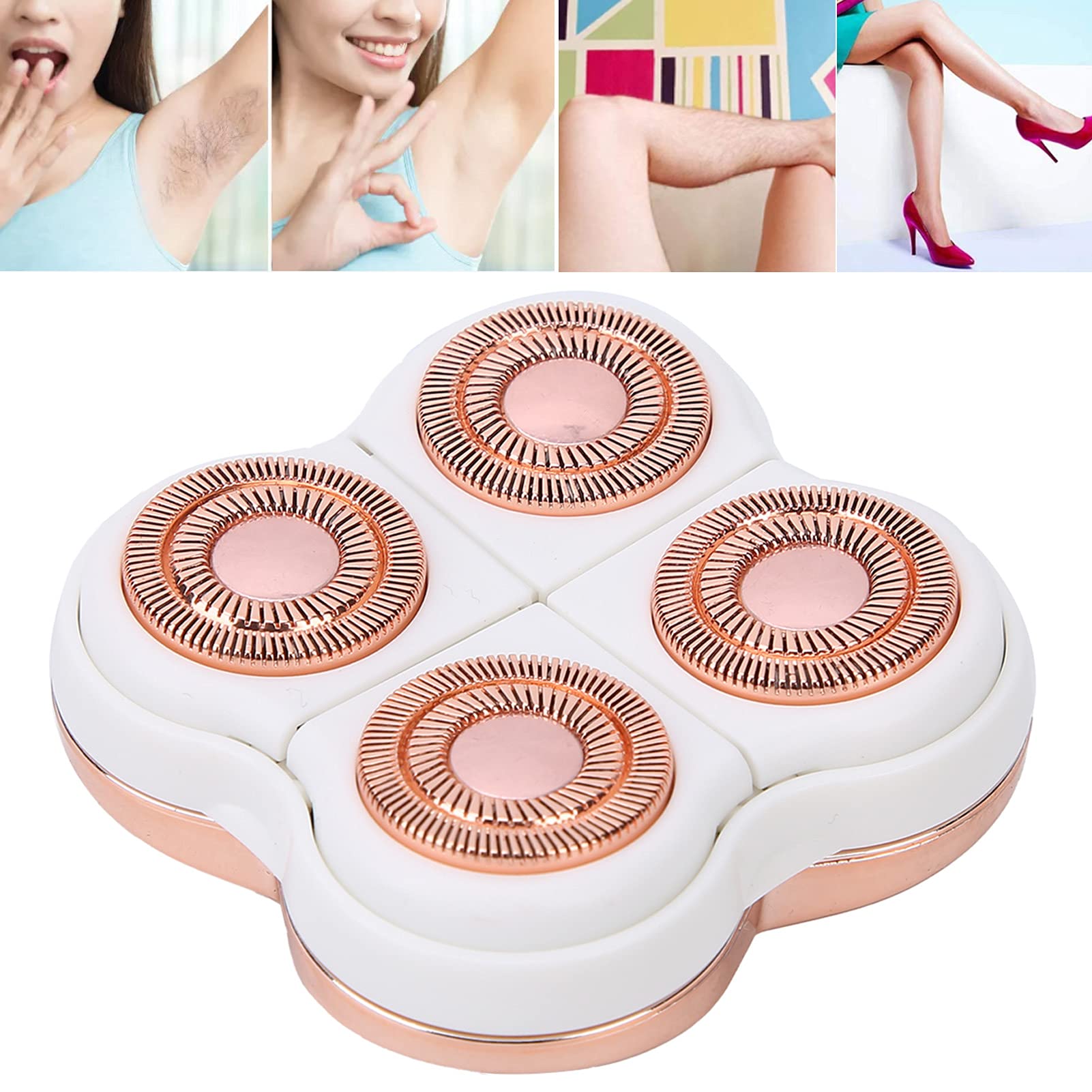 Rose Gold Plated Replacement Head for 4-Blade Hair Remover - Smooth Body Hair Shaver & Epilator Accessories - Perfect for Legs, Arms, Bikini Line & Underarms Hair Removal at Home