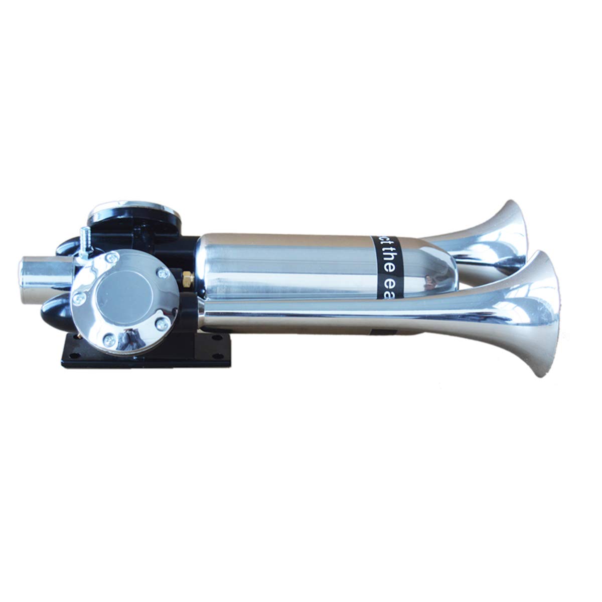 TECHTONGDA 126dB Loud Air Horn Kit for Trucks & Trains - Dual Trumpet Stainless Steel Air Tank (No Air Pump Included) - Perfect for Emergency Vehicles, Boats & Safety Alerts