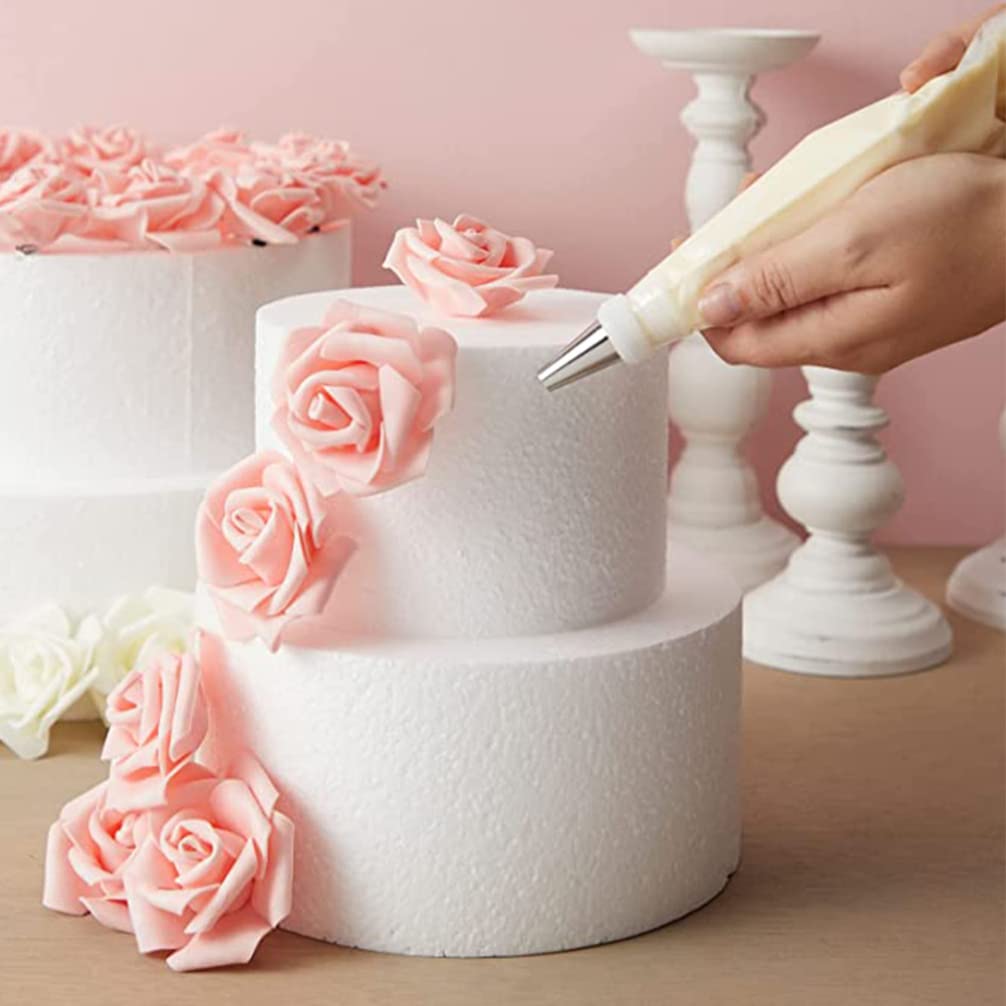 DOITOOL 4-Tier Round Foam Cake Dummies Set for Wedding & Decorating (6, 8, 10, 12 Inch White) - Perfect for Cake Decorating Practice, Wedding Displays & Arts & Crafts Projects
