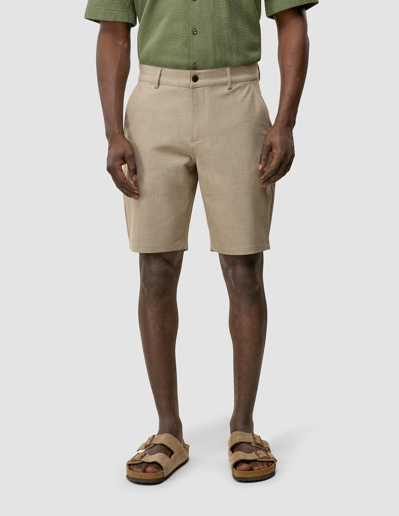 Essential Beige Melange Shorts for Women - Comfortable Casual Wear for Summer, Gym, and Lounge