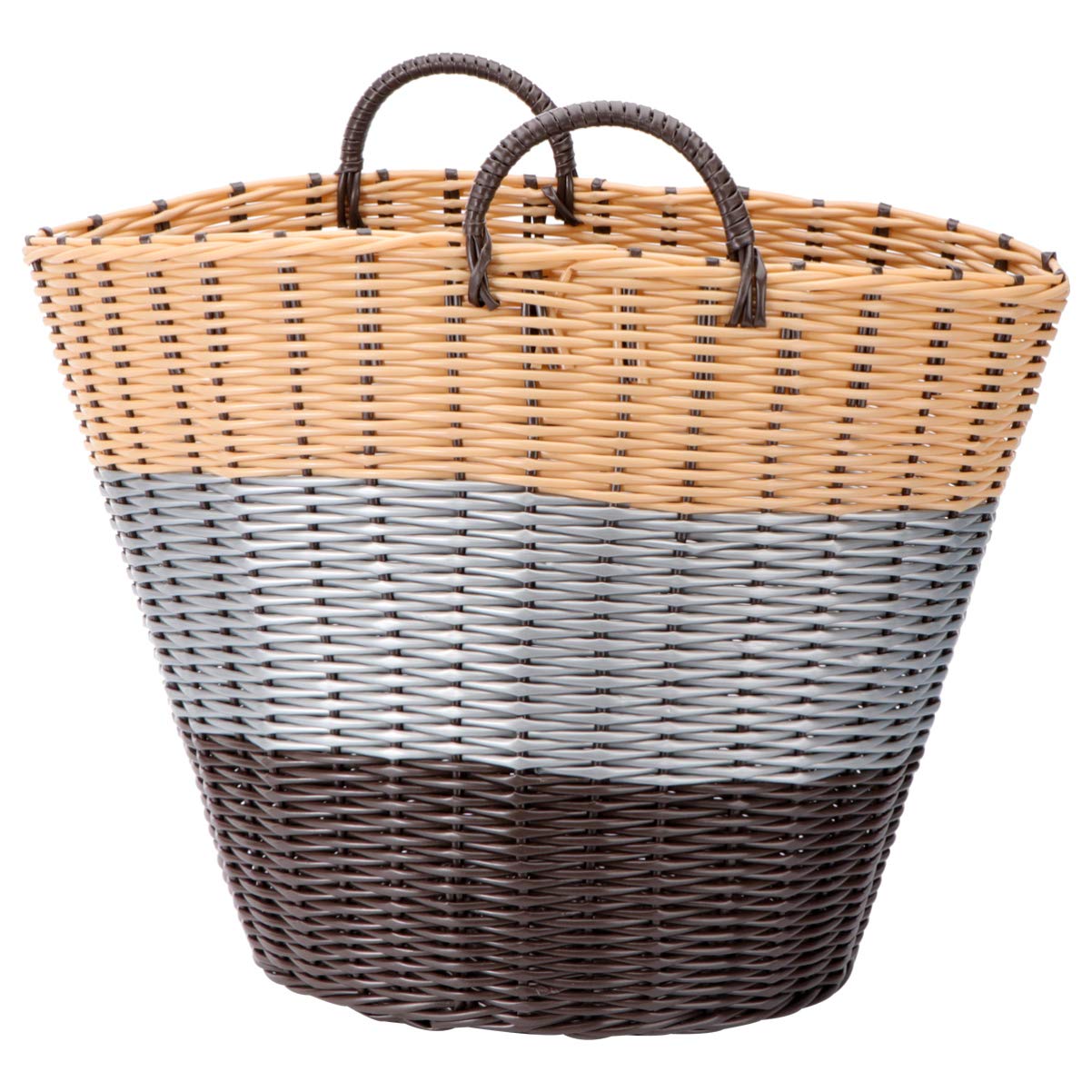 Collapsible Woven Storage Basket - Foldable Plastic Wicker Laundry Basket for Clothes, Toys & Home Organization | Perfect for Bedroom, Bathroom & Nursery Decor | Space-Saving Home & Plant Organizer