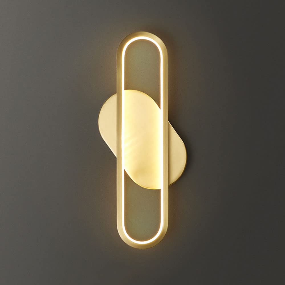Nordic All-Copper Wall Lamp - Dimmable LED Wall Sconce for Living Room, Bedroom & TV Background - Modern Minimalist Decorative Lighting for Hallway & Aisle - Warm Ambient Light for Relaxing & Reading