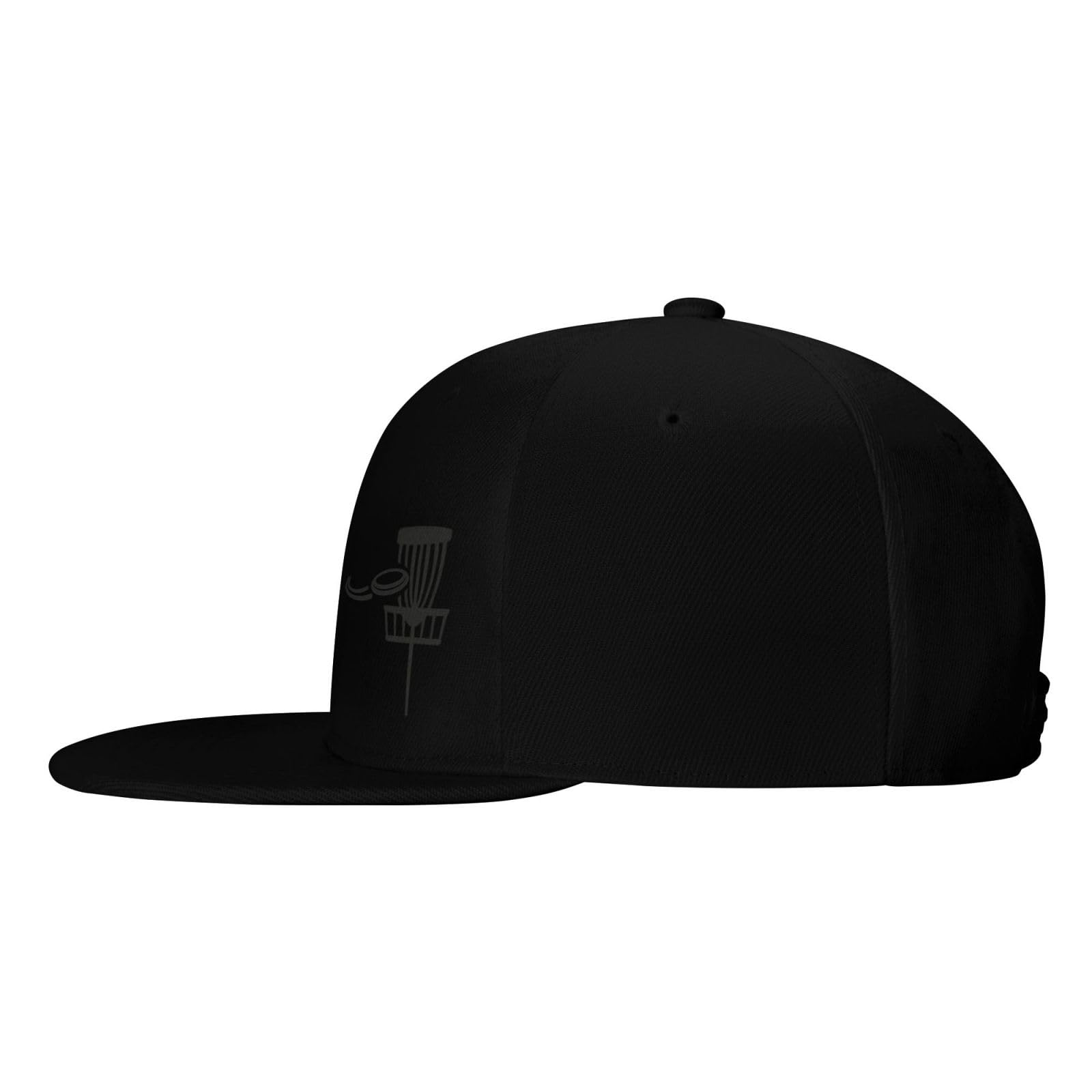 Premium Disc Golf Basket with Flying Disc - Men's Black Flat Bill Trucker Hat & Classic Baseball Cap for Outdoor Sports & Casual Wear
