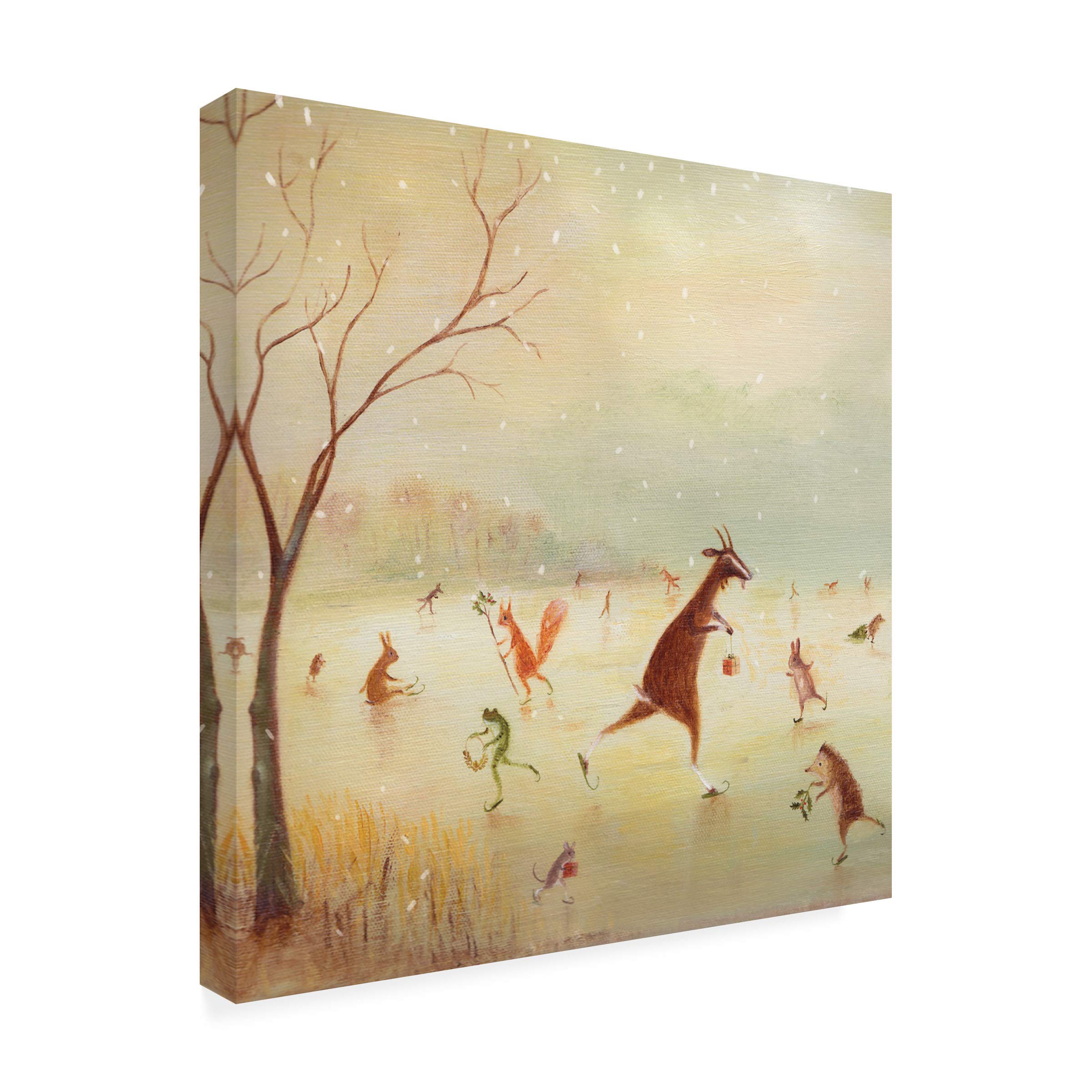 Trademark Fine Art - 18x18 The Winter Skaters by DD McInnes - Premium Canvas Wall Art - Perfect for Living Room, Bedroom & Office Decor