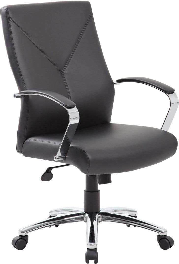 Premium Boss LeatherPlus Executive Office Chair [B10101 BK] - Ergonomic High Back Desk Chair for Home & Business Workspaces