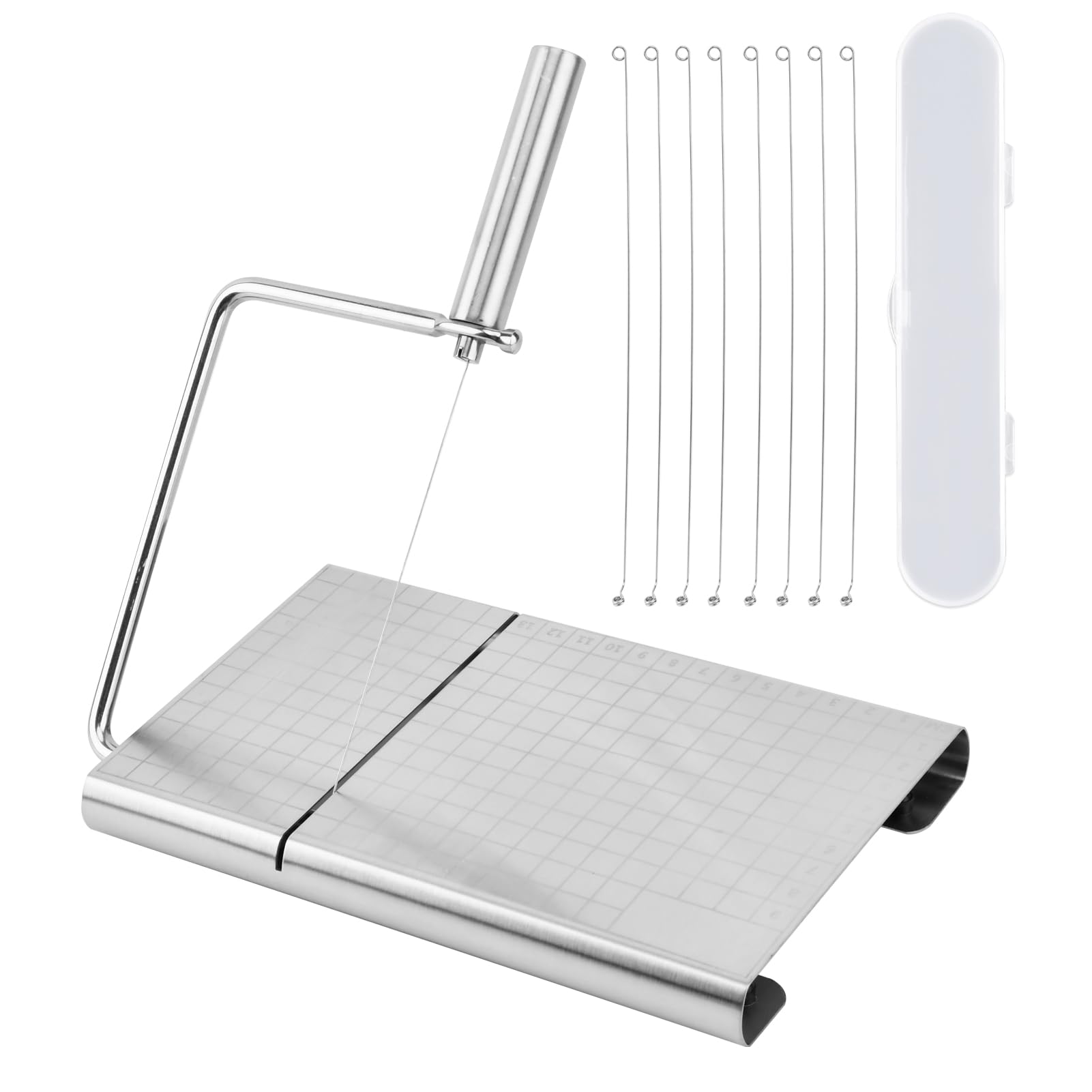 Premium Cheese Slicer Kit with 8 Replaceable Wires, Cutting Board & Measuring Grid - Adjustable for Cheese & Butter - Perfect for Kitchens, Delis & Gourmet Food Preparation