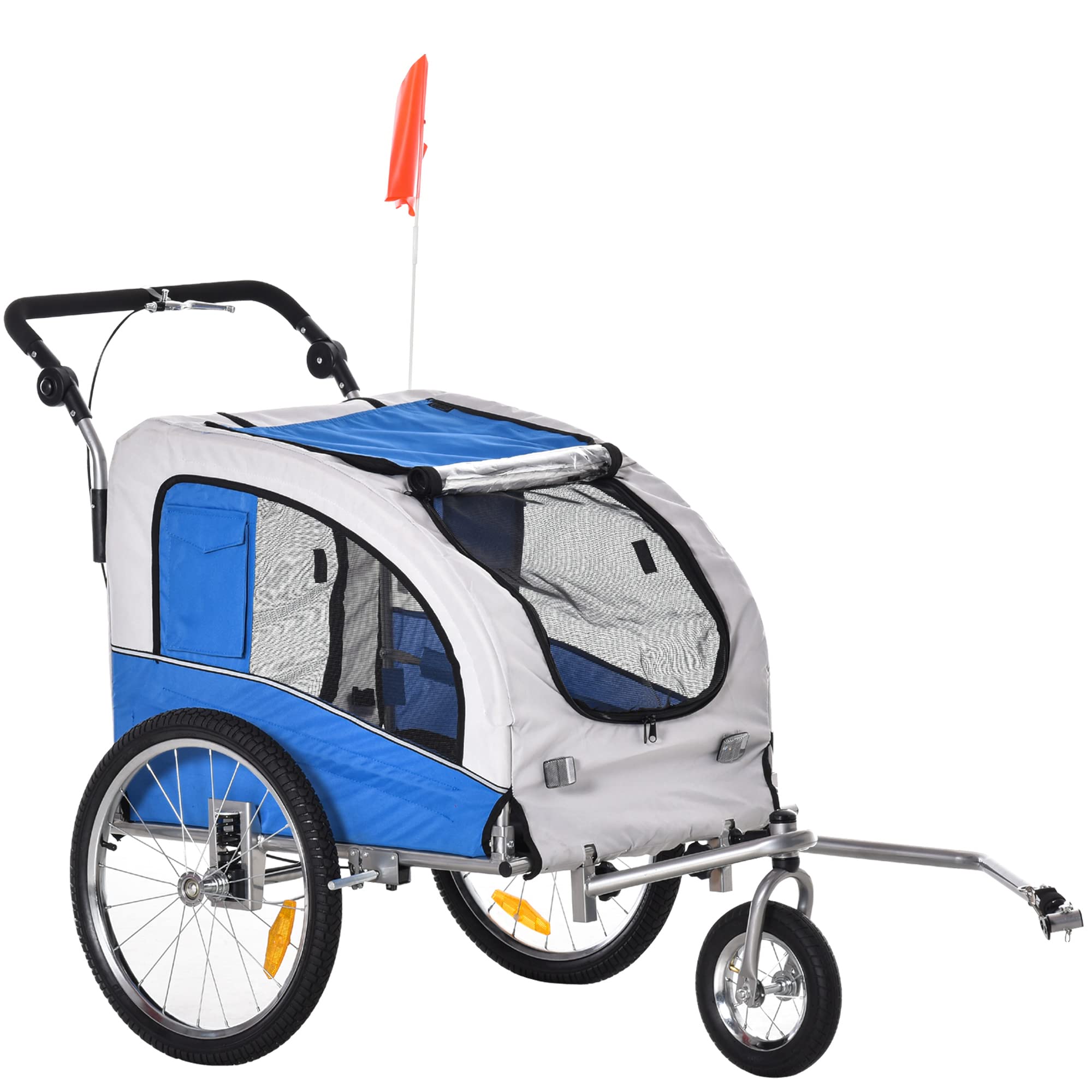 Aosom 2-in-1 Dog Bike Trailer & Pet Stroller with Removable Canopy, Storage Pockets - Perfect for Cycling, Jogging, and Outdoor Adventures with Your Pet