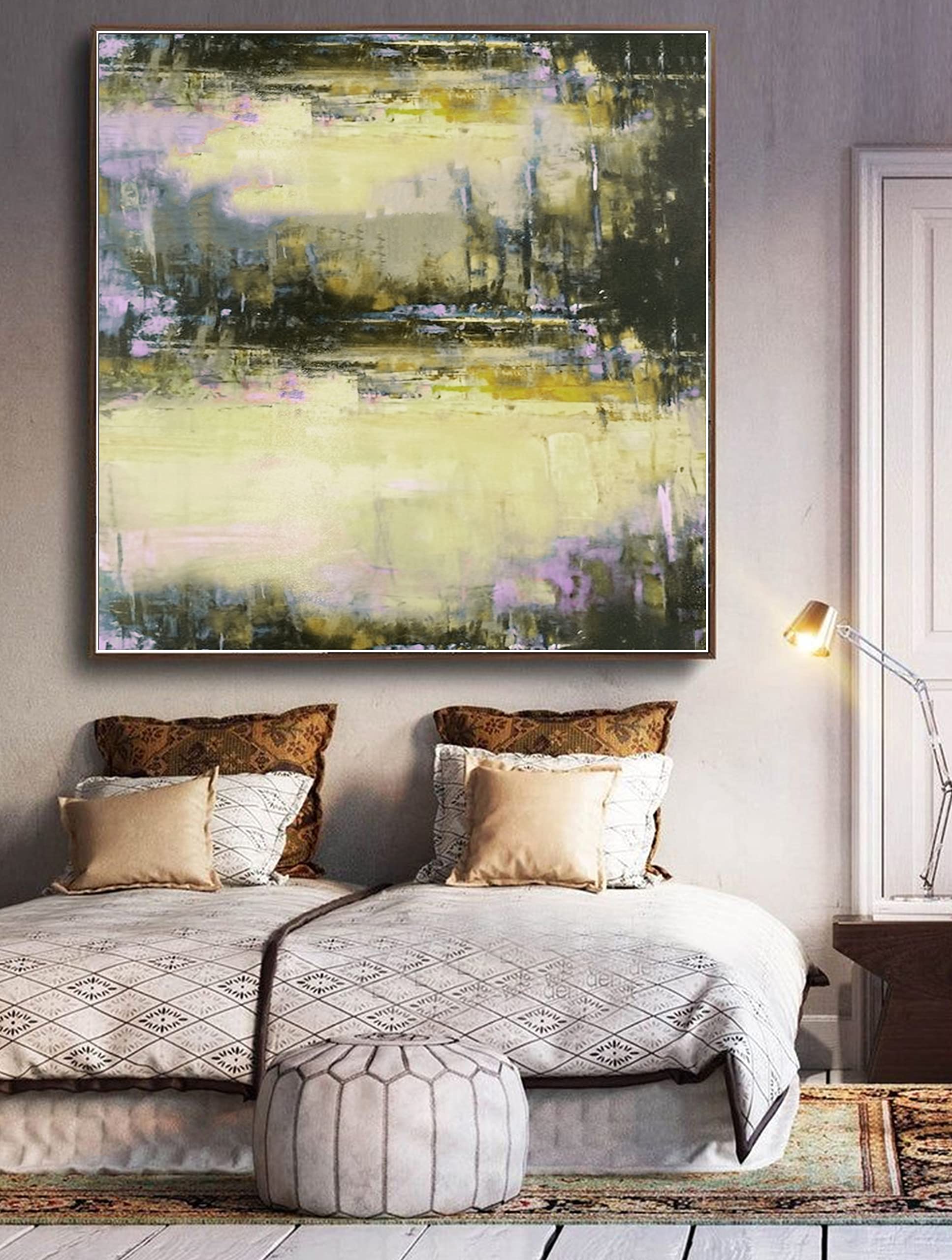 Handmade Abstract Oil Painting on Canvas - 60x60 Inch Large Wall Art for Home Decor, Living Room, Bedroom & Hotel Decoration - Unique Modern Artwork