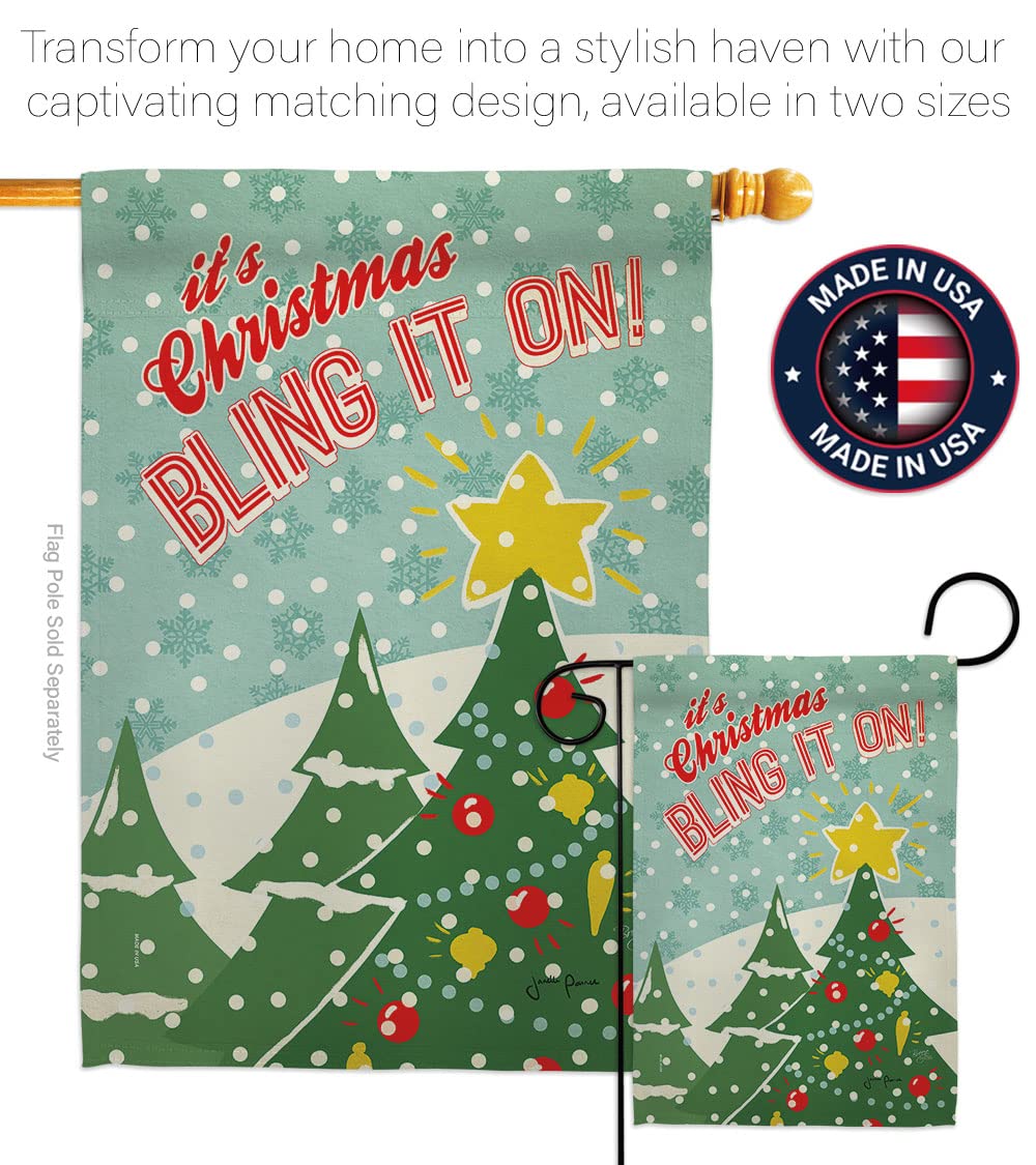 Bling It On Winter Christmas Flag Set 28x40