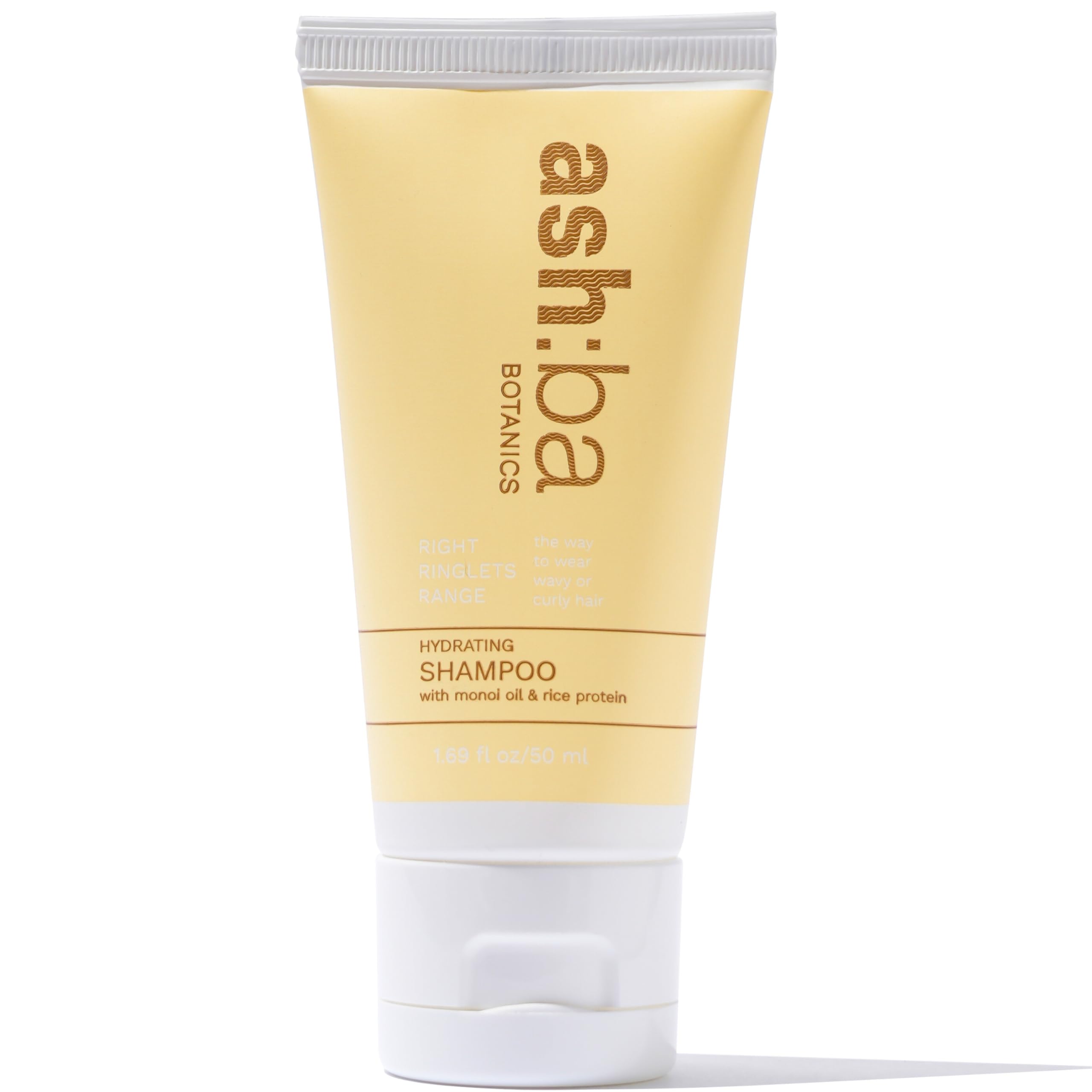 Ashba Botanics Hydrating Shampoo for Dry, Frizzy, Curly & Wavy Hair - Sulfate & Paraben Free with Green Tea, Shea Butter, Rice & Quinoa Protein | Gentle Cleansing & Scalp Soothing Formula | Perfect for Daily Hair Care & Hydration - 50ml