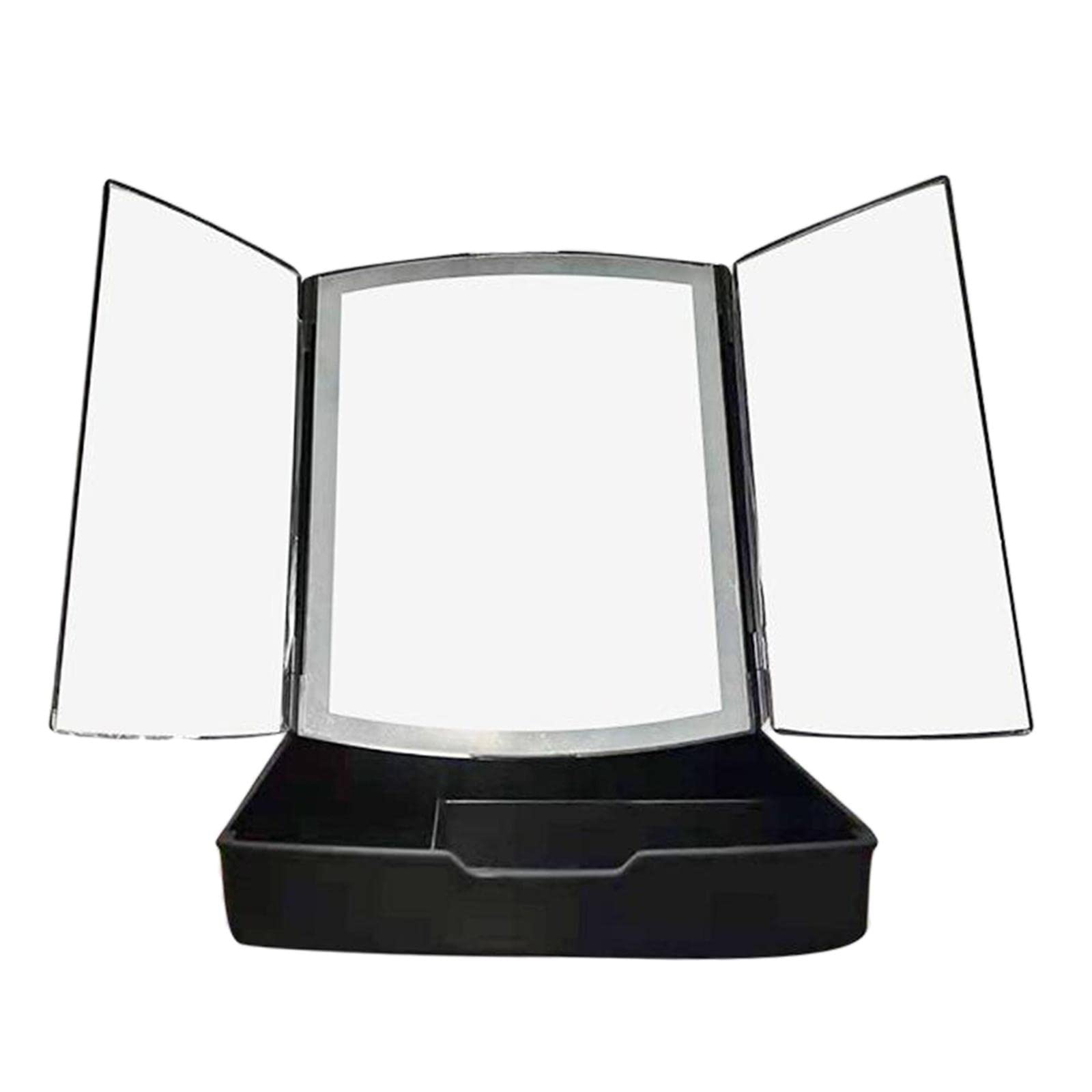 Losa LED Makeup Mirror with Touch Screen Dimming - Black Vanity Mirror with Built-in Makeup Tray for Dressing Table, Bathroom & Bedroom Makeup Application