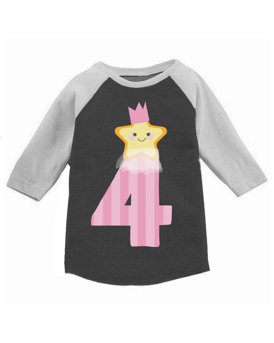 Awkward Styles 4th Birthday Girl T-Shirt | Little Star Toddler Raglan Shirt | Cute Outfit for Birthday Party & Photo Shoots