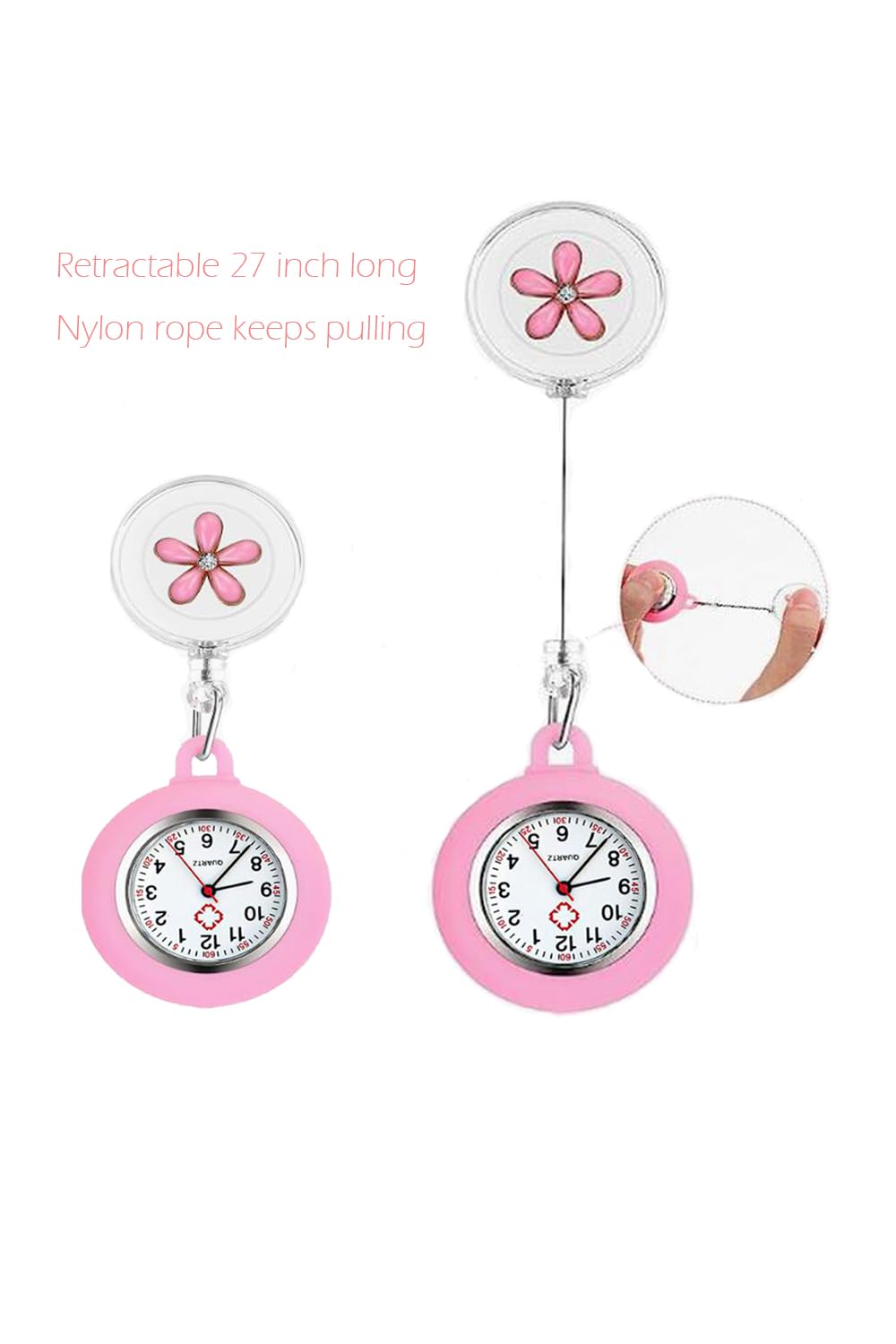 Retractable Nurse Watch Clip - Quartz Medical Watch with Second Hand for Doctors & Nurses | Ideal for Hospital Shifts, Clinical Work & Healthcare Professionals