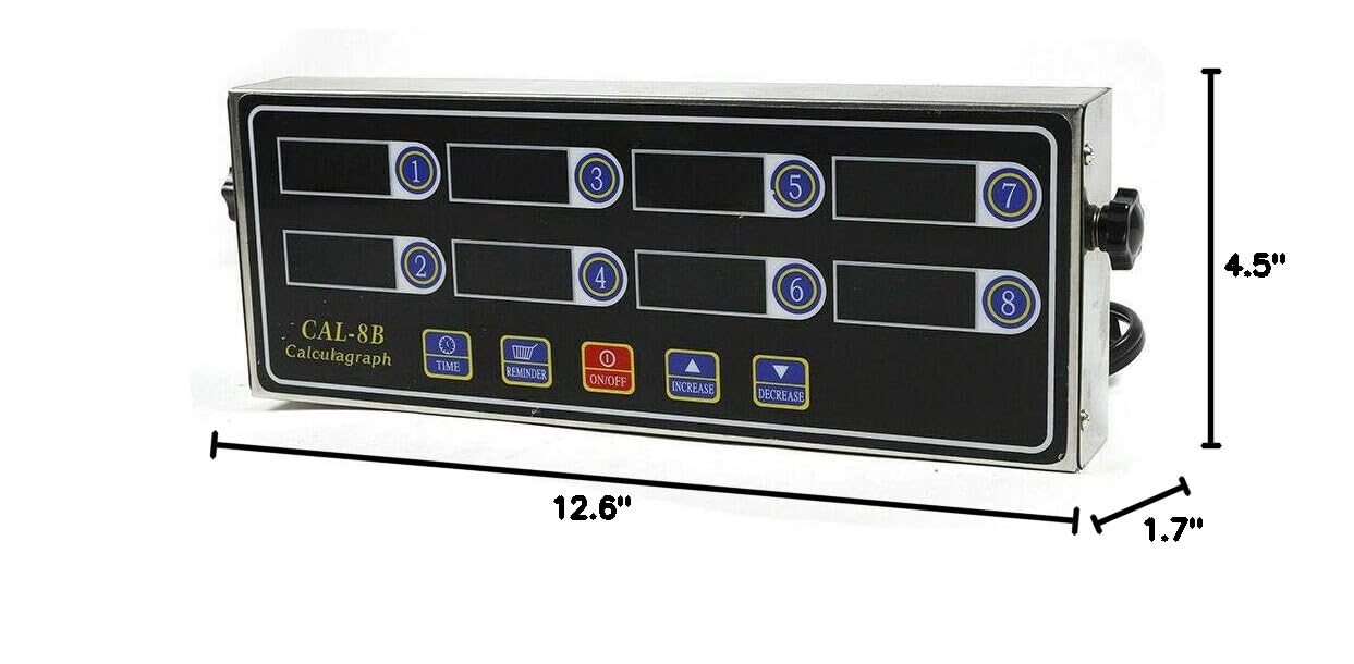 8-Channel Digital Kitchen Timer with Loud Alarm - Commercial Stainless Steel Cooking Timer for Restaurants, Bakeries & Home Use - Perfect for Burgers, Baking & Multi-Task Cooking (110V)