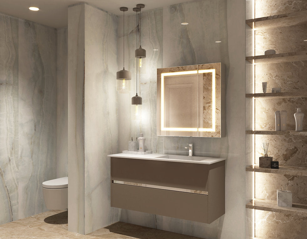 Aquadom Royale Basic Q 30x30 LED Lighted Bathroom Medicine Cabinet - Perfect for Modern Bathrooms & Vanities with Built-In Lighting