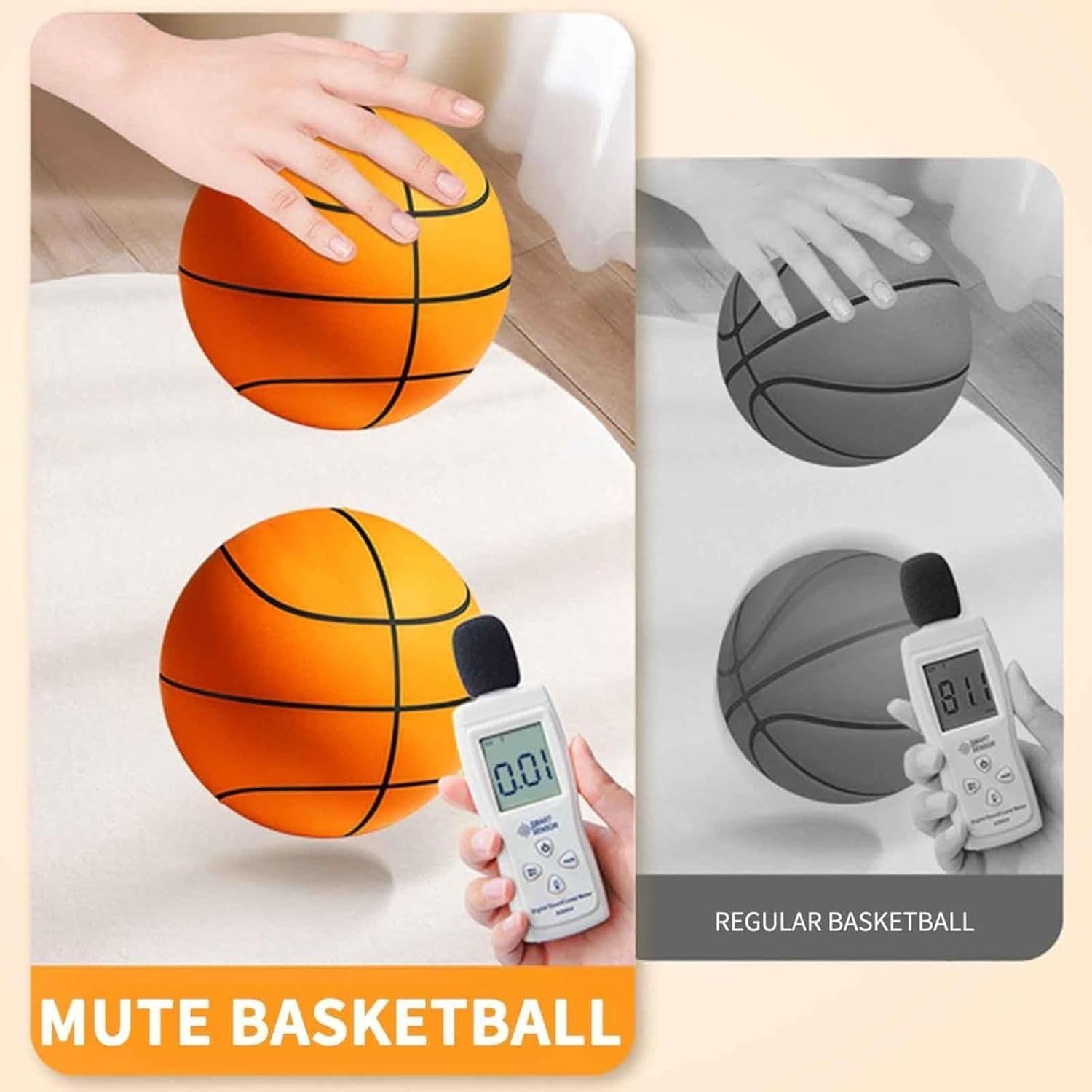 2025 Upgraded Silent Basketball - No.7 Size (9.4 Inch) Indoor Foam Training Ball for Quiet Dribbling Practice | Perfect for Apartment Living, Late Night Training & Noise-Sensitive Areas