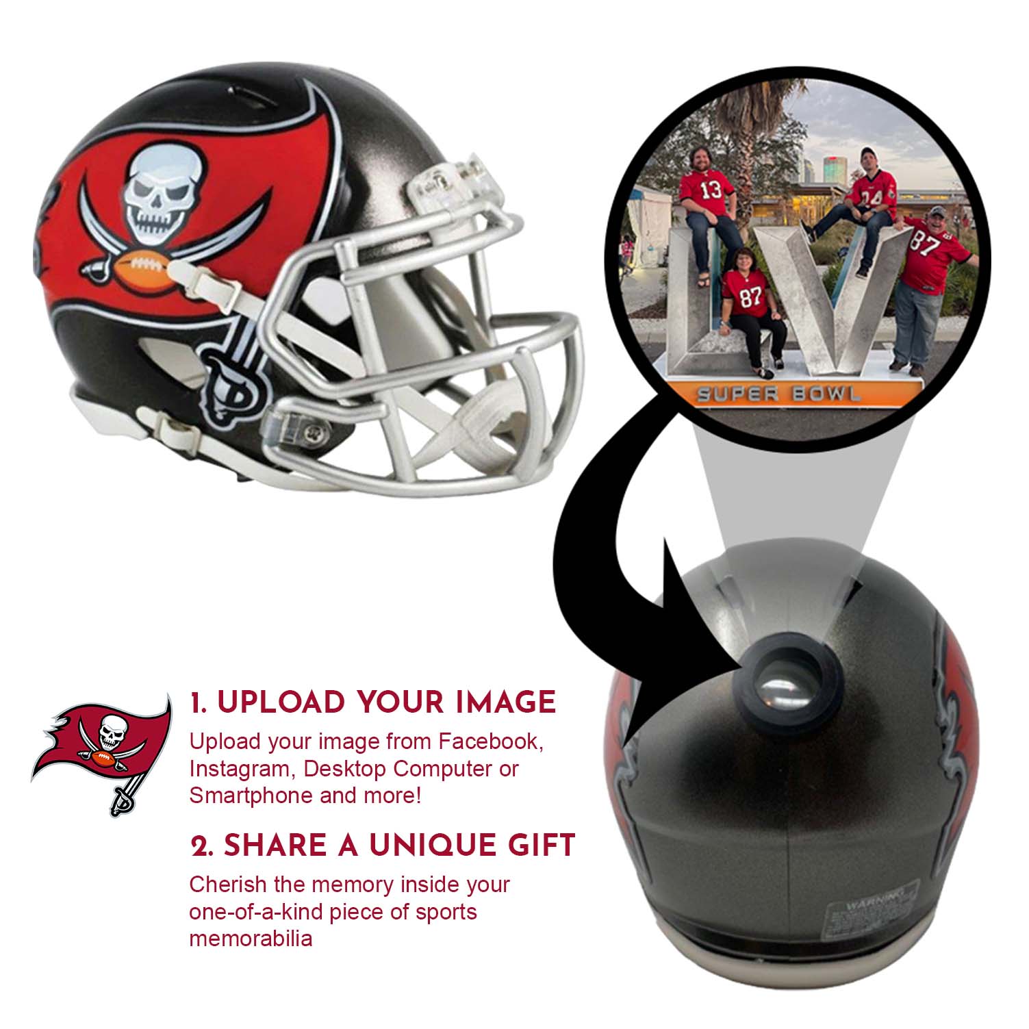Tampa Bay Buccaneers NFL Mini Helmet Replica with Display Stand - Perfect for Collectors, Sports Memorabilia, and Game Room Decor