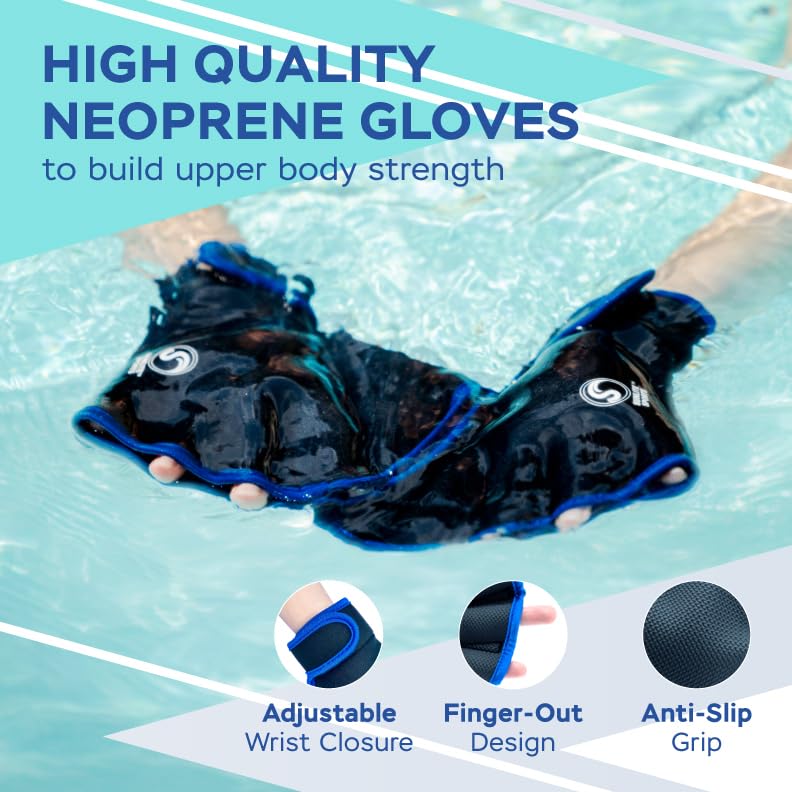 Sunlite Sports Water Fitness Gear - Foam Dumbbells & Neoprene Swim Gloves for Aqua Aerobics, Pool Therapy & Underwater Workouts - Perfect for Swimming, Rehabilitation & Water Exercise Classes