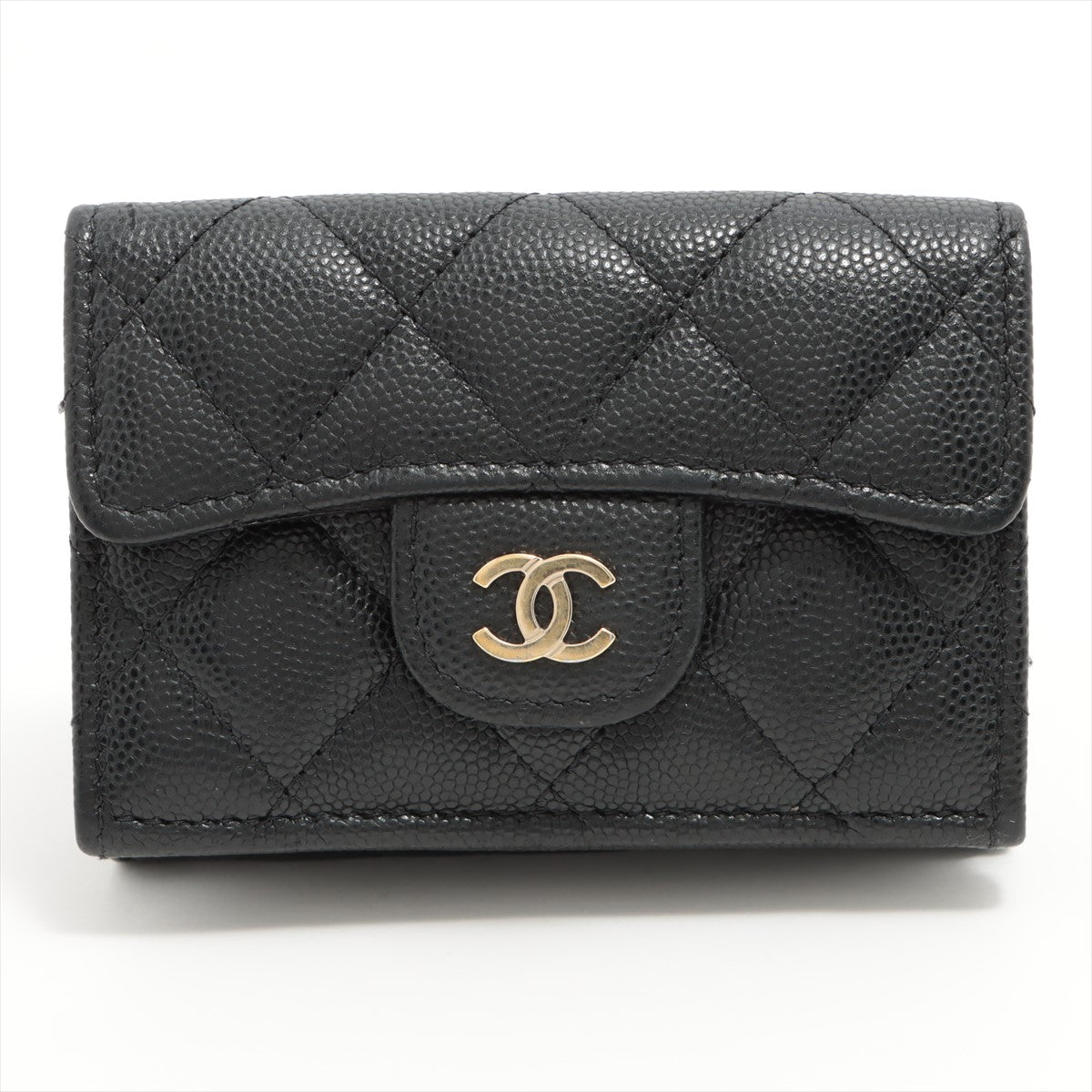 Chanel Caviar Skin Compact Wallet for Women - Black Leather Luxury Wallet - Perfect for Everyday Use & Special Occasions