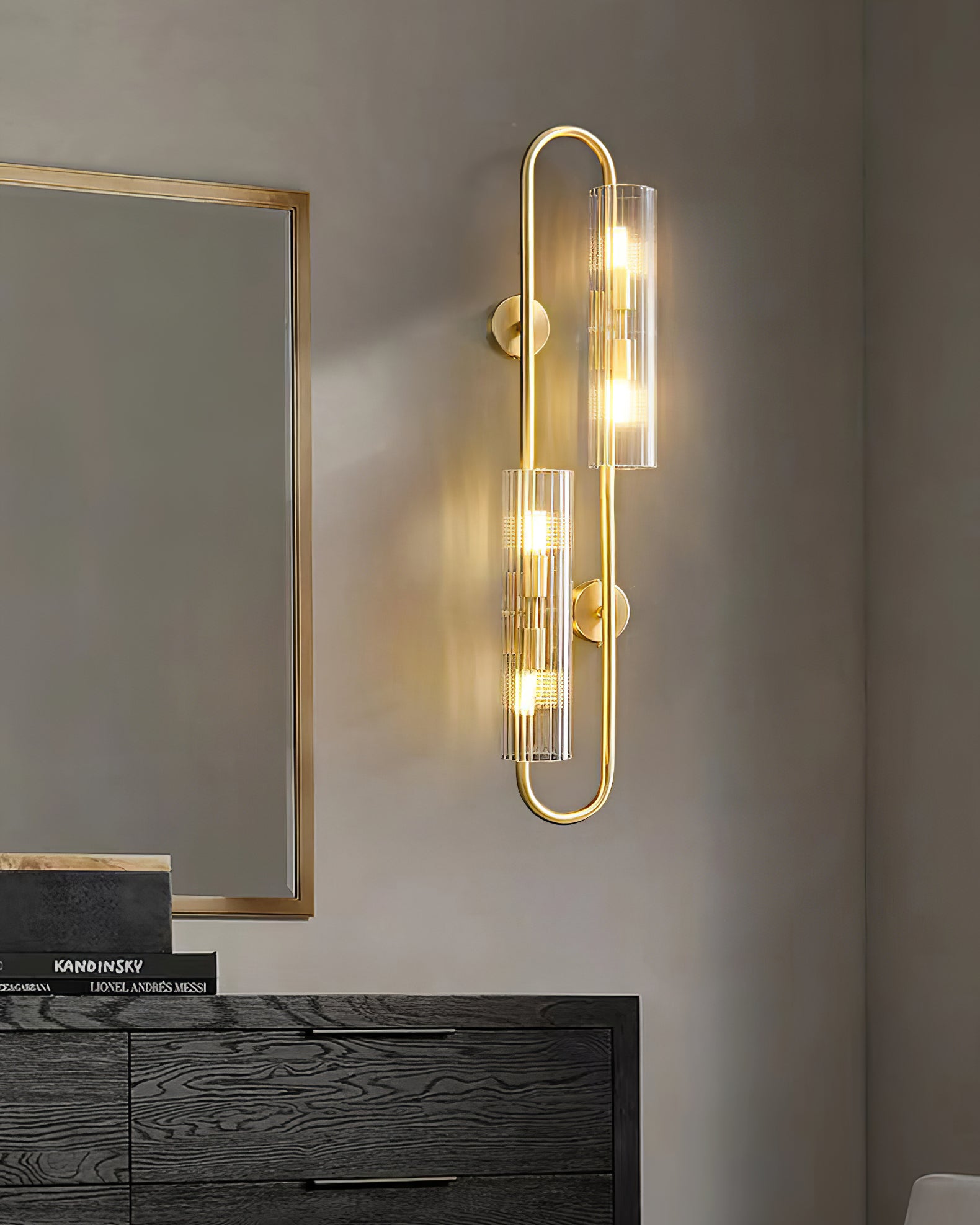 Vintage Double Brass Wall Light Fixture - Antique Style Sconce for Living Room, Bedroom & Hallway Lighting