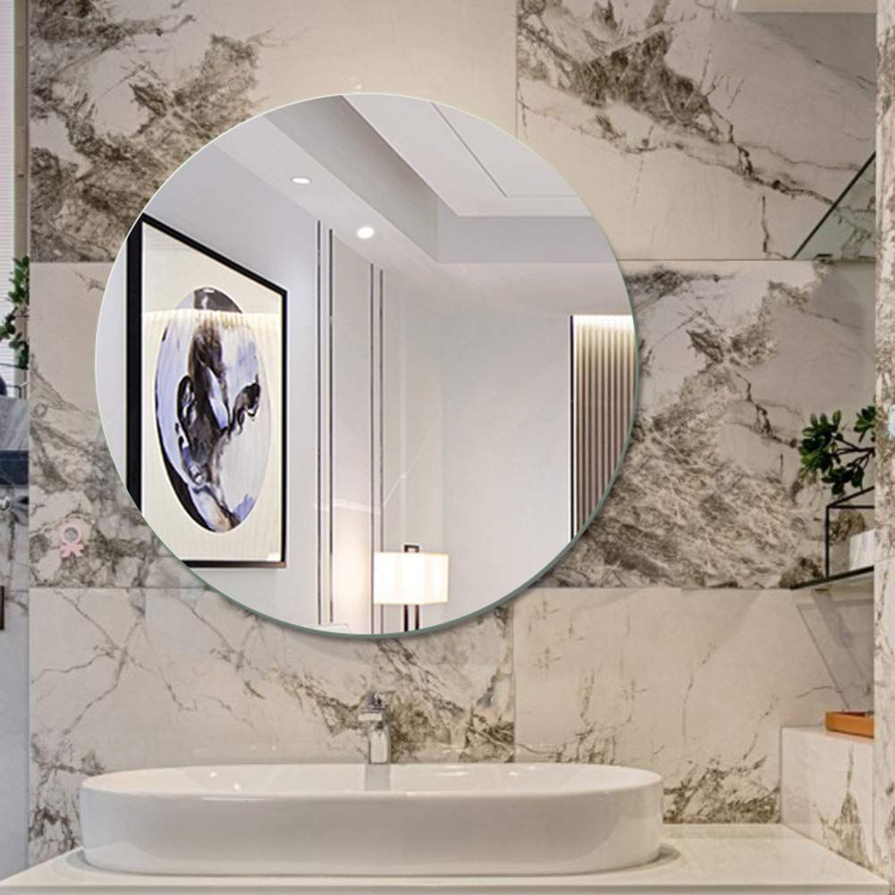 Round Frameless Bathroom Mirror - Decorative Wall Mirror for Bathroom, Bedroom, Living Room, Dressing Room & Hallway | Perfect for Vanity, Makeup, Home Decor & Interior Design