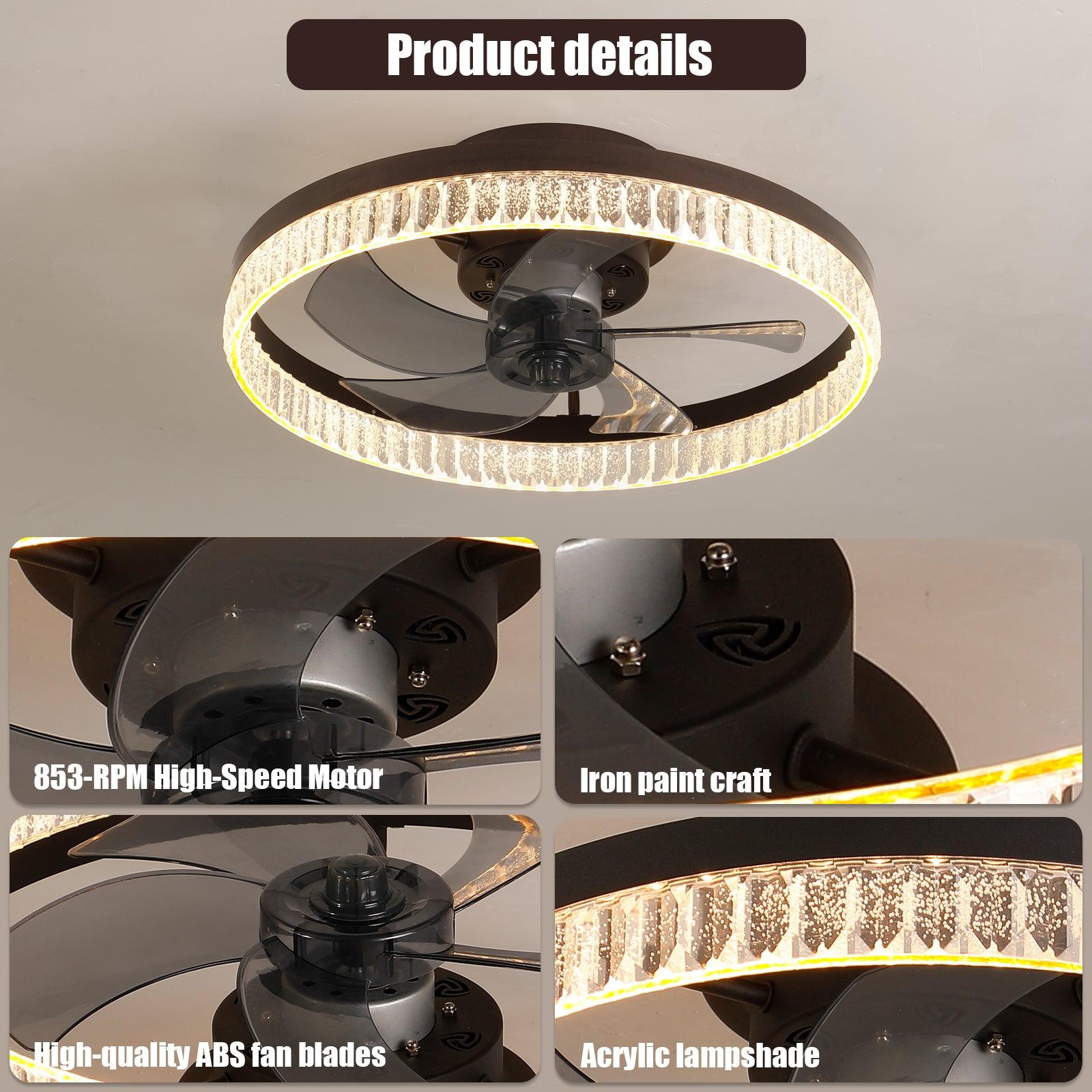 Modern LED Ceiling Fan with Lights - Remote Control, Minimalist Ring Chandelier Design for Bedroom, Nursery, Living Room | Energy Efficient Cooling & Stylish Lighting Solution
