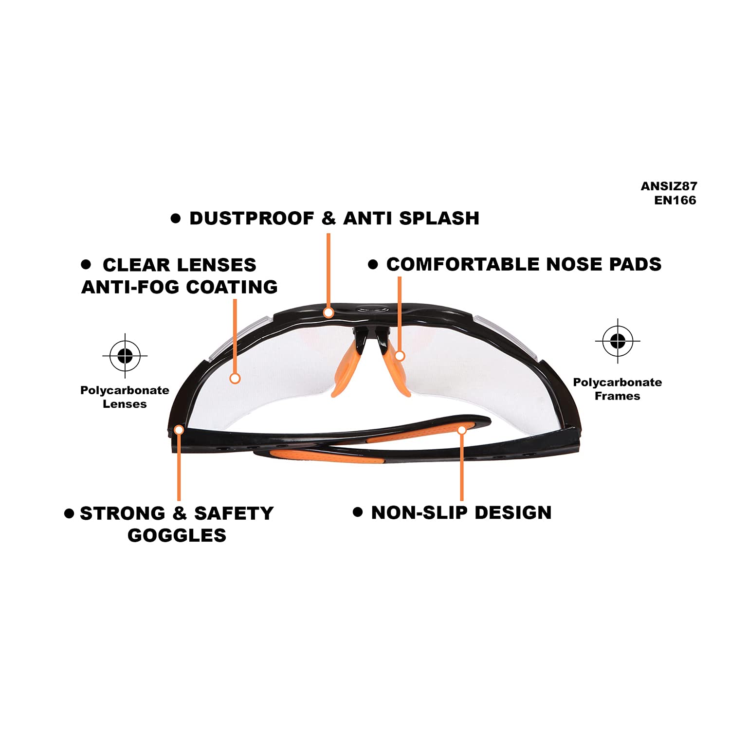 Z87 Certified Safety Glasses for Women & Men - Anti-Fog Protective Eyewear for Lab Work, Shooting, Nursing & PPE - Comfortable Work Glasses for Home & Industrial Use - Medium Size