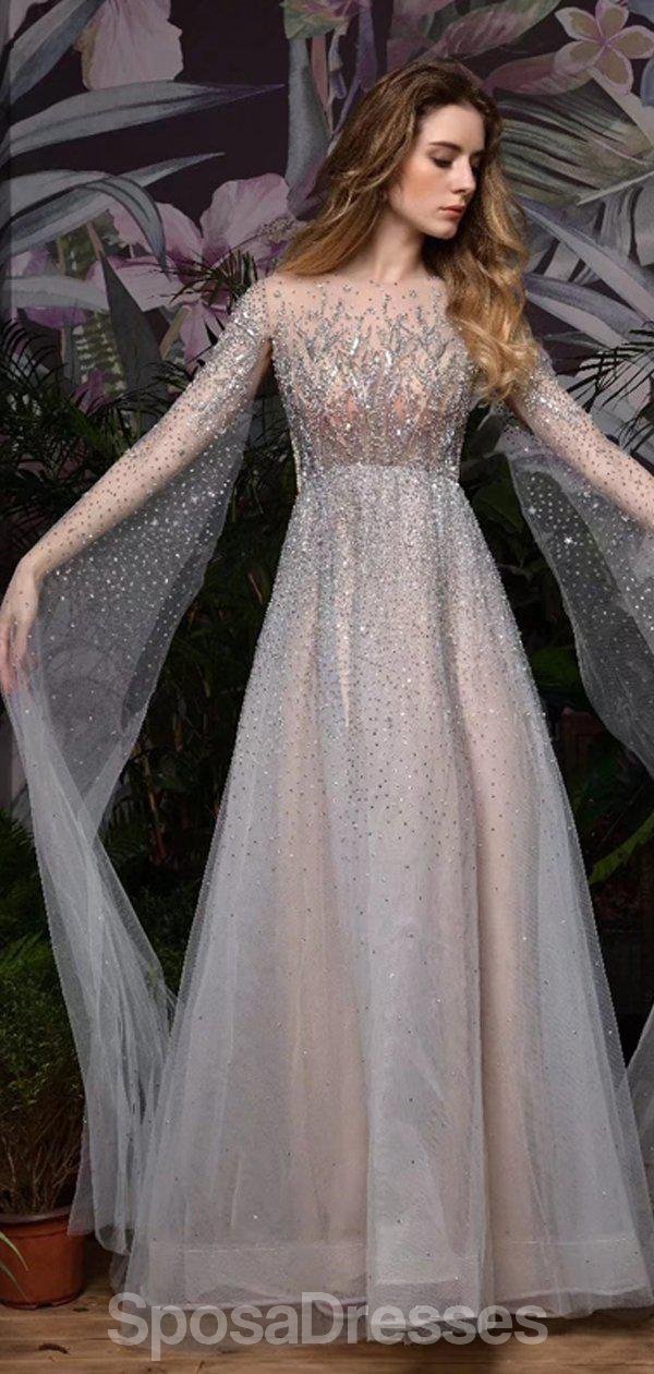 Sparkly Long Sleeve Beaded Prom Dress for Evening Party - Elegant Formal Gown with Heavy Beading (Style 12204) | Perfect for Homecoming, Ball, Quinceañera & Special Occasions
