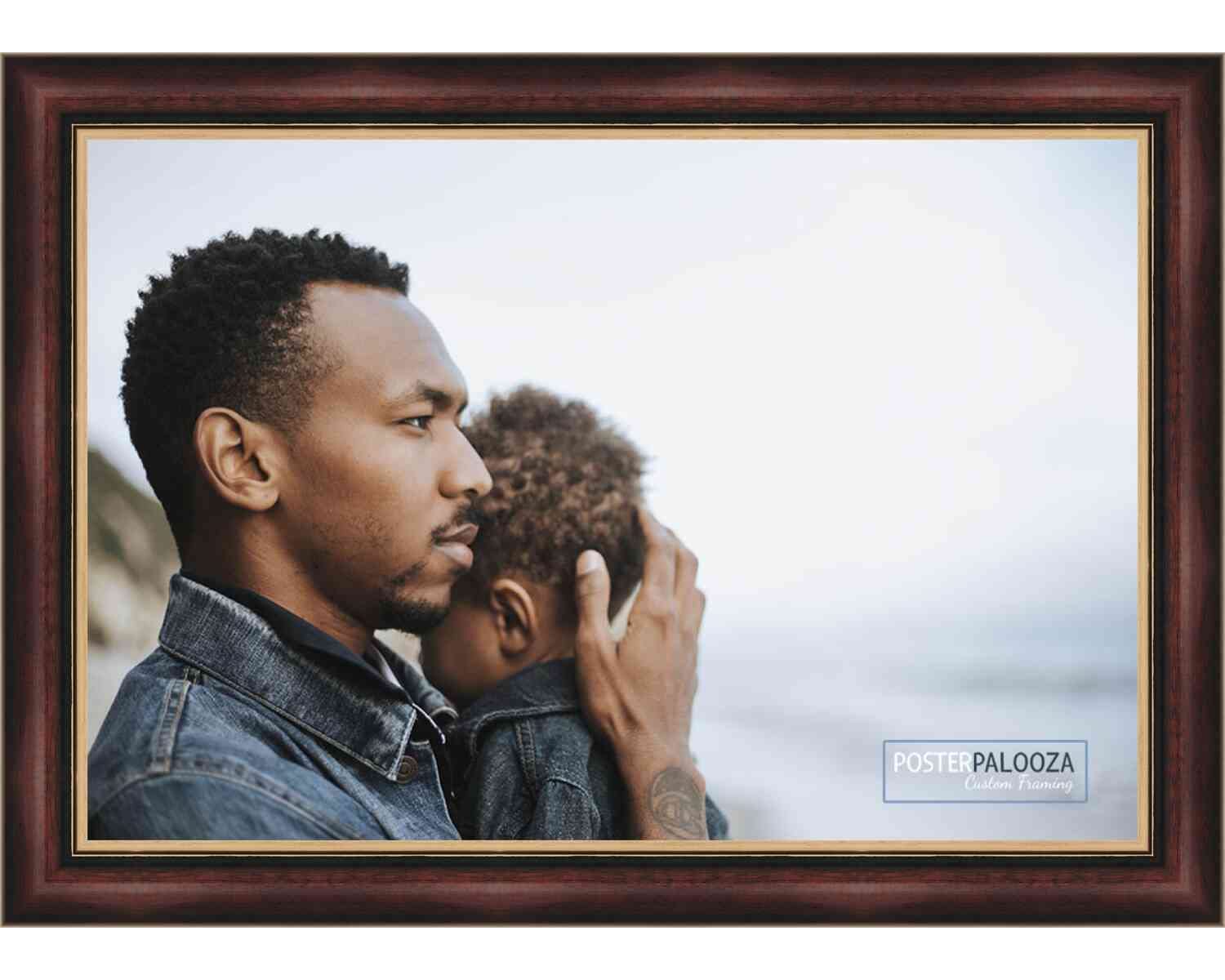 12x15 Traditional Cherry Wood Picture Frame with UV Acrylic - Complete Set Includes Foam Board Backing & Hanging Hardware - Perfect for Wall Art, Family Photos, and Home Decor Display