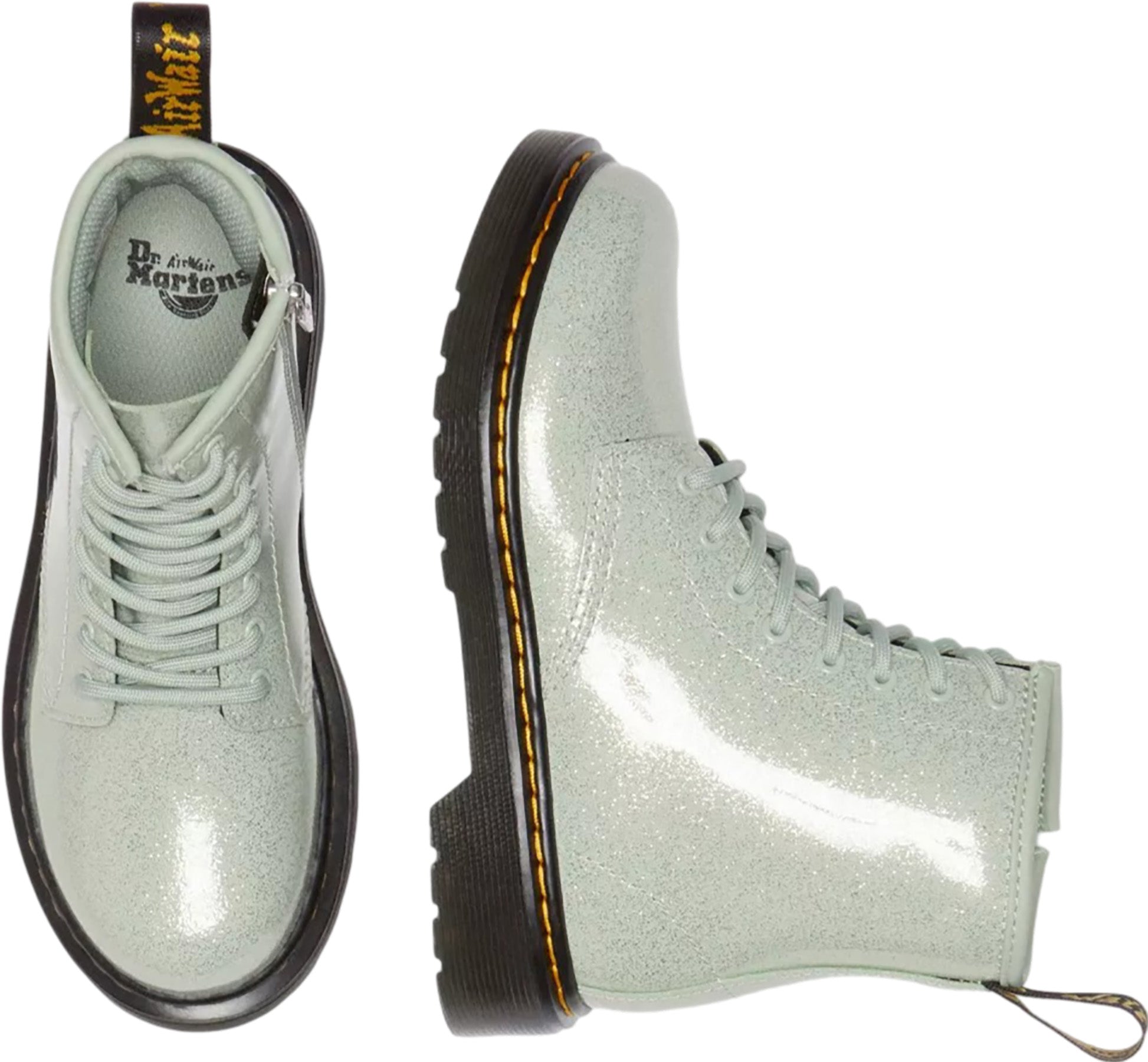 1460 Cosmic Glitter Lace Up Boots for Kids - Sparkly Platform Ankle Boots with Zipper | Perfect for School, Parties & Holiday Outfits
