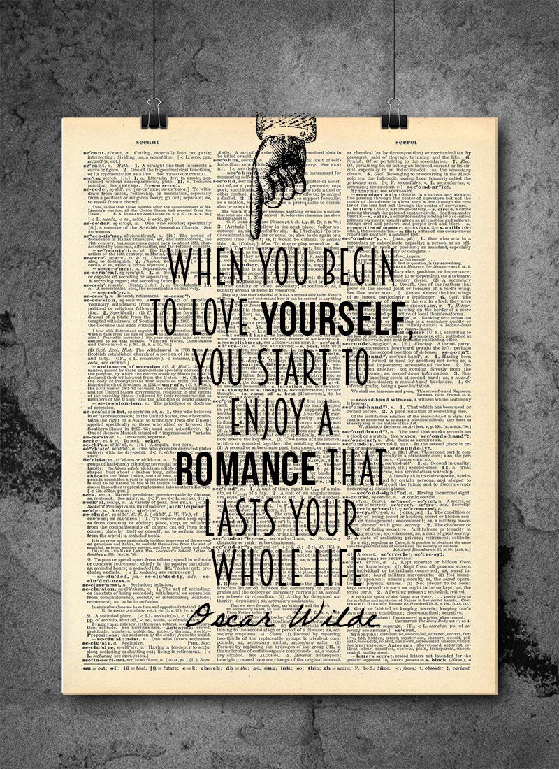 Oscar Wilde Inspirational Quote Wall Art - 'When You Begin to Love Yourself' Vintage Print for Home & Office Decor | Motivational Gift for Self-Love & Personal Growth | Perfect for Living Room, Bedroom or Workspace
