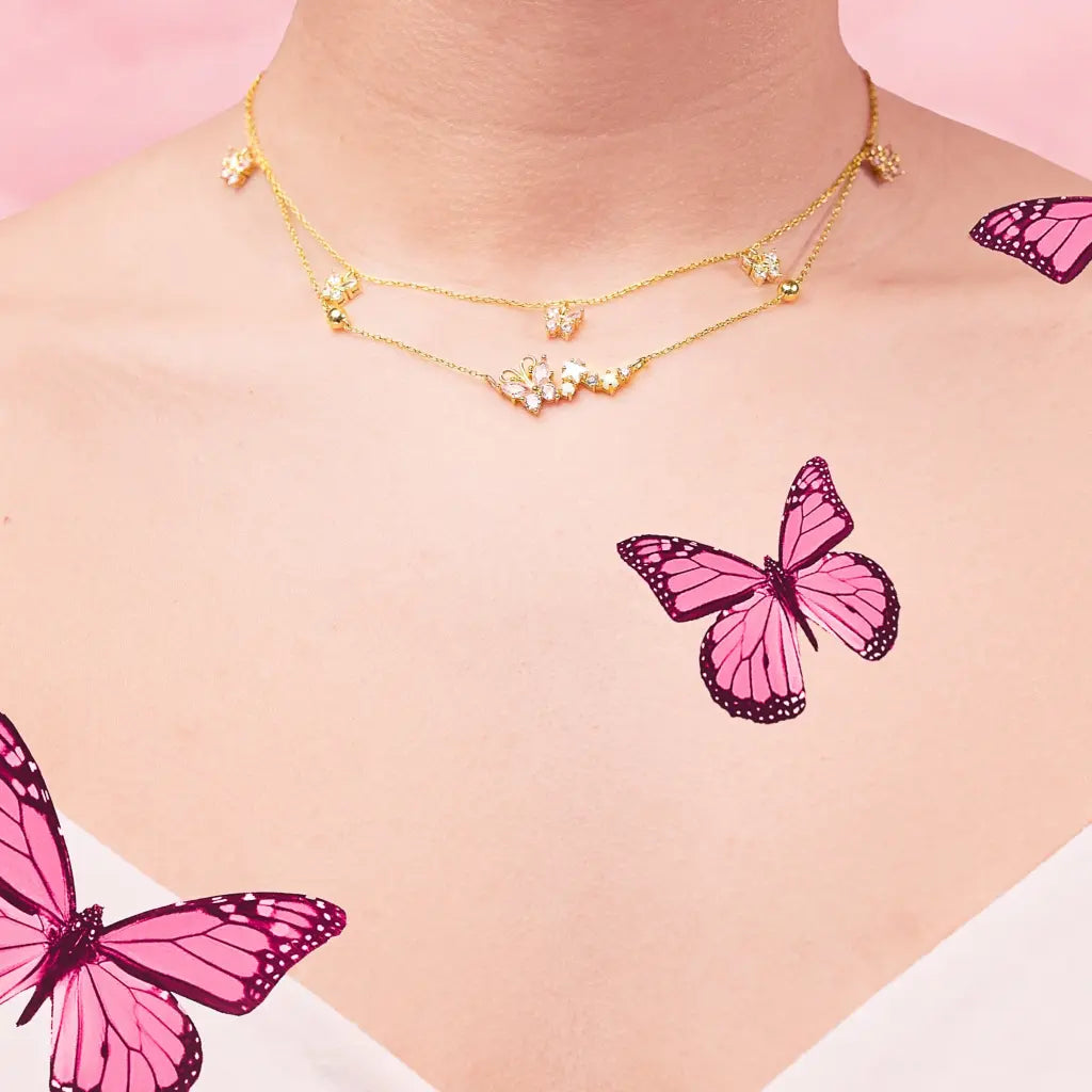 Elegant Flutter Charm Choker Necklace for Women - Dainty Butterfly Pendant Layering Chain - Perfect for Date Night, Parties & Everyday Wear
